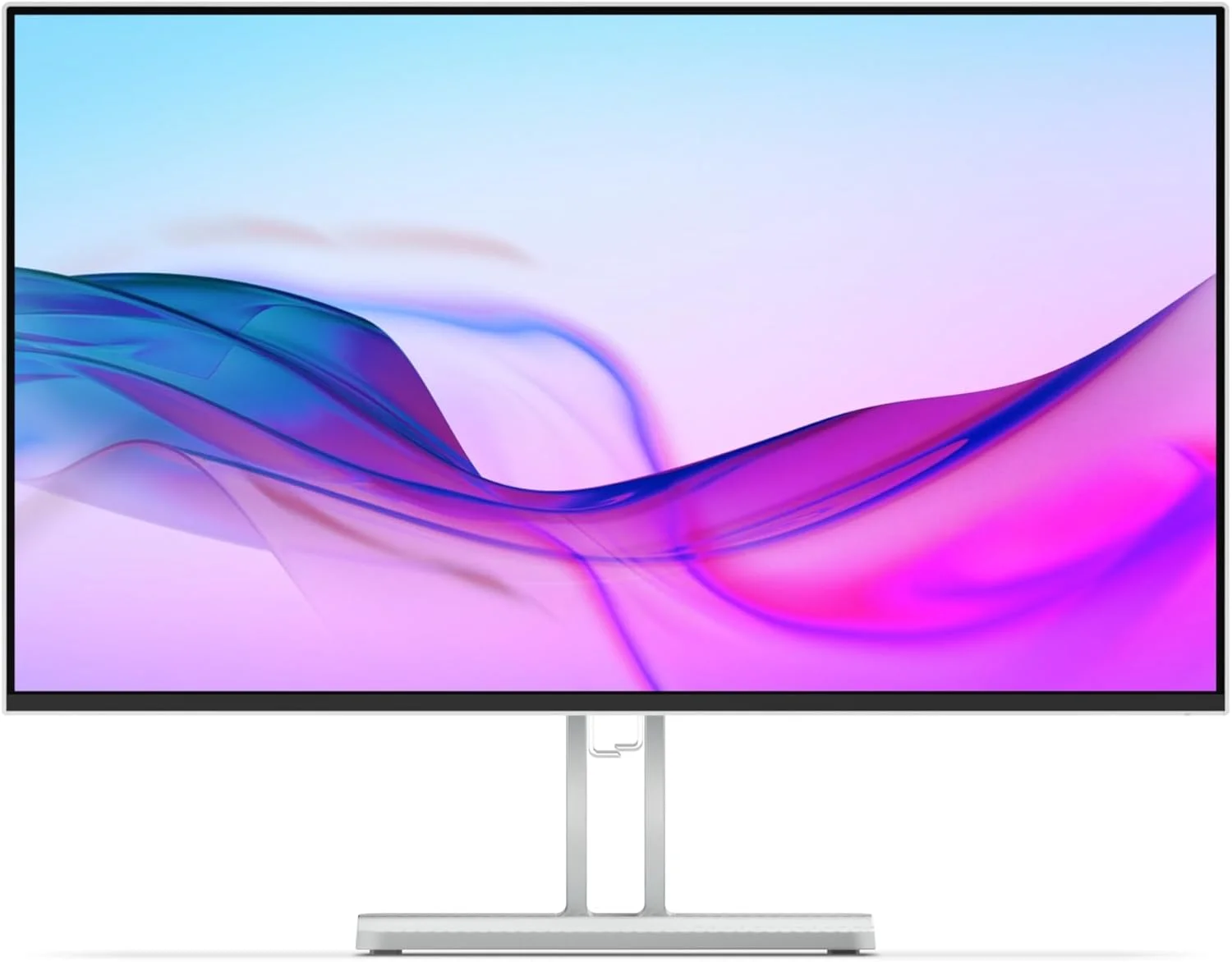 مانیتور 23.8 اینچی لنوو L27i-4A IPS FullHD 100Hz 1ms با HDMI، VGA، پایه فلزی، بلندگوها، نگهدارنده تلفن - خاکستری ابری