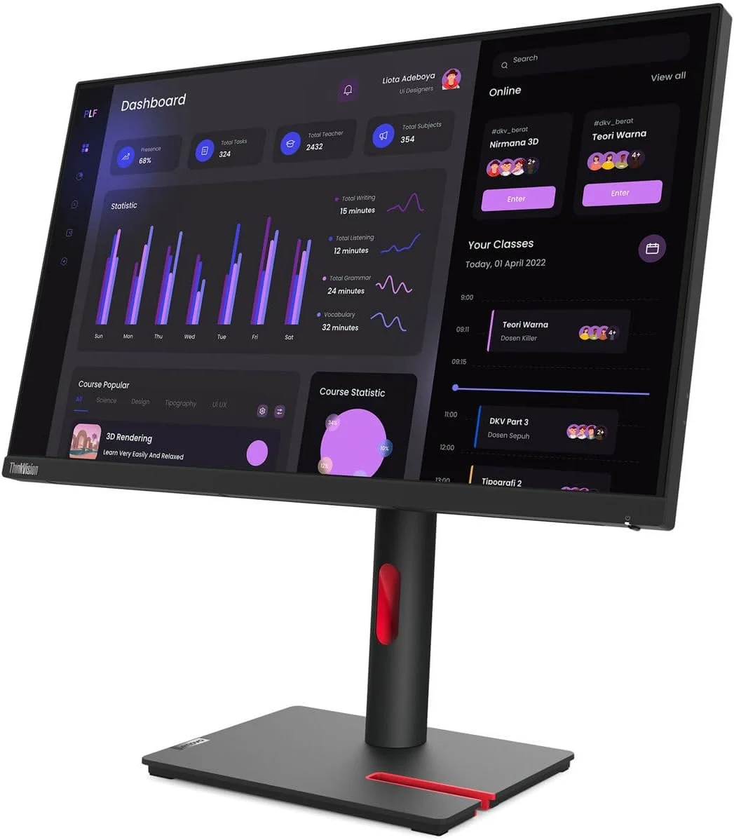 مانیتور ال ای دی 24 اینچی لنوو ThinkVision T24i-30 کلاس Full HD - 16:9 - مشکی کلاغی
