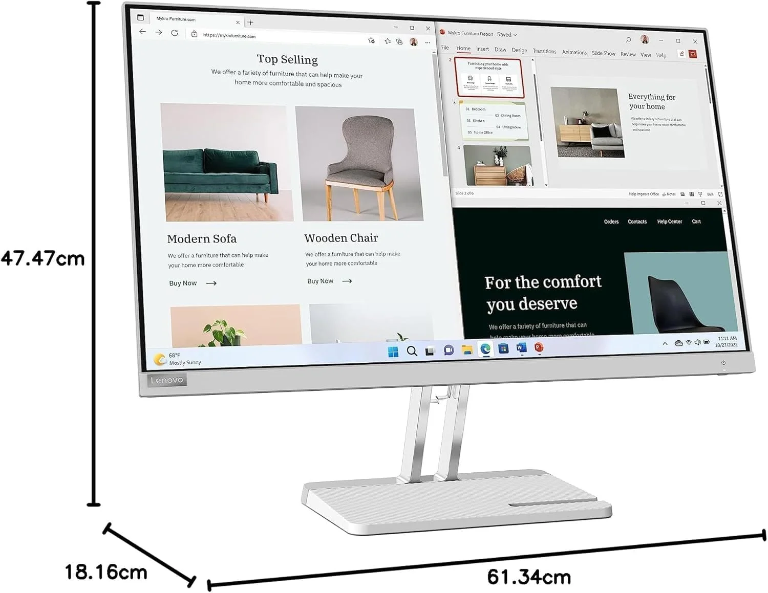 مانیتور 27 اینچی لنوو L27e-40، VA FHD تخت، WLED، نرخ تازه سازی 100 هرتز، ضد تابش نور، نسبت کنتراست 3000:1، HDMI، VGA، Eyesafe Display 2.0، خاکستری ابری [67ACKAC4AE] - 3 سال گارانتی