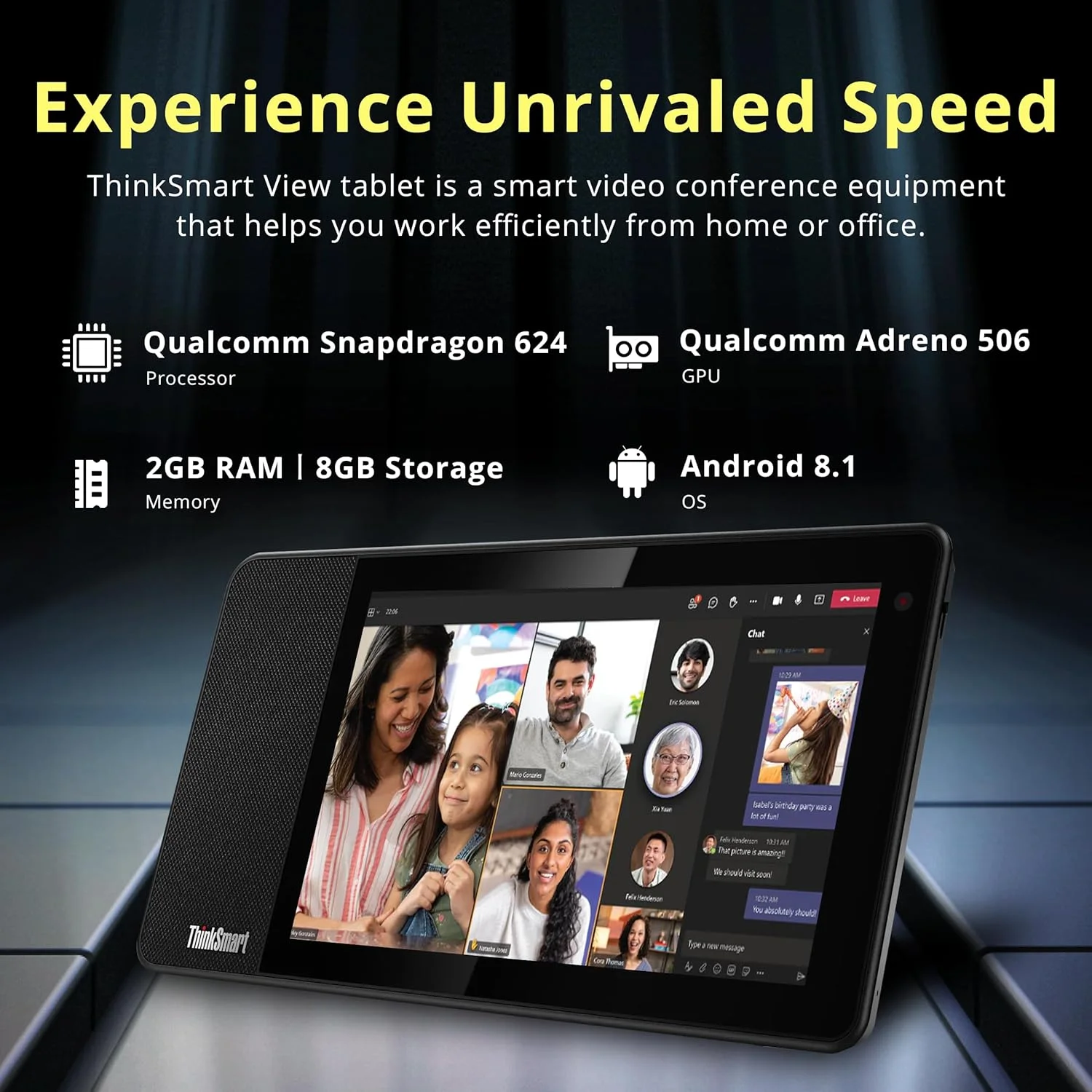 تجهیزات کنفرانس ویدیویی Lenovo ThinkSmart View ZA690000US - Full HD - شبکه بی سیم