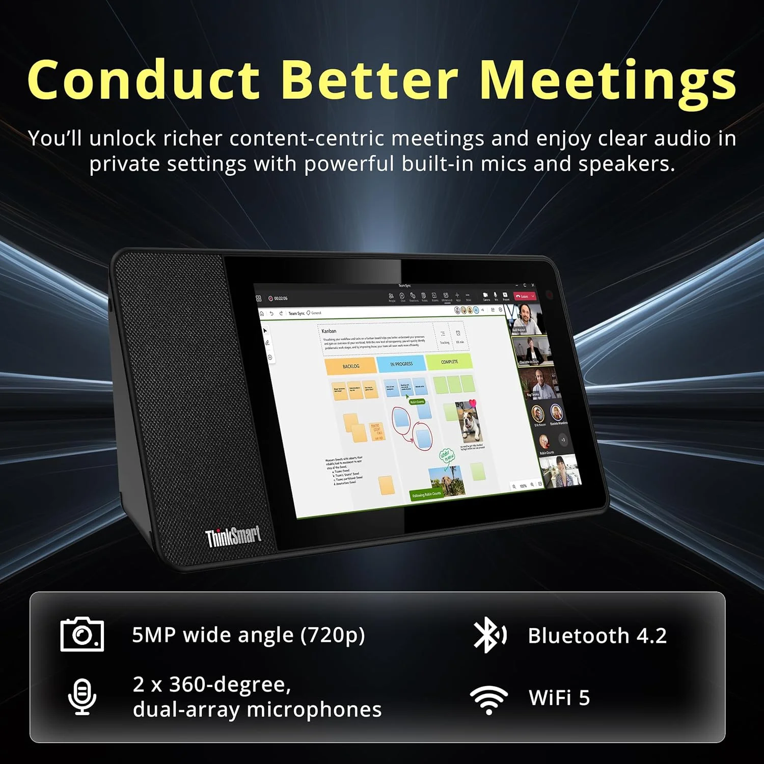تجهیزات کنفرانس ویدیویی Lenovo ThinkSmart View ZA690000US - Full HD - شبکه بی سیم