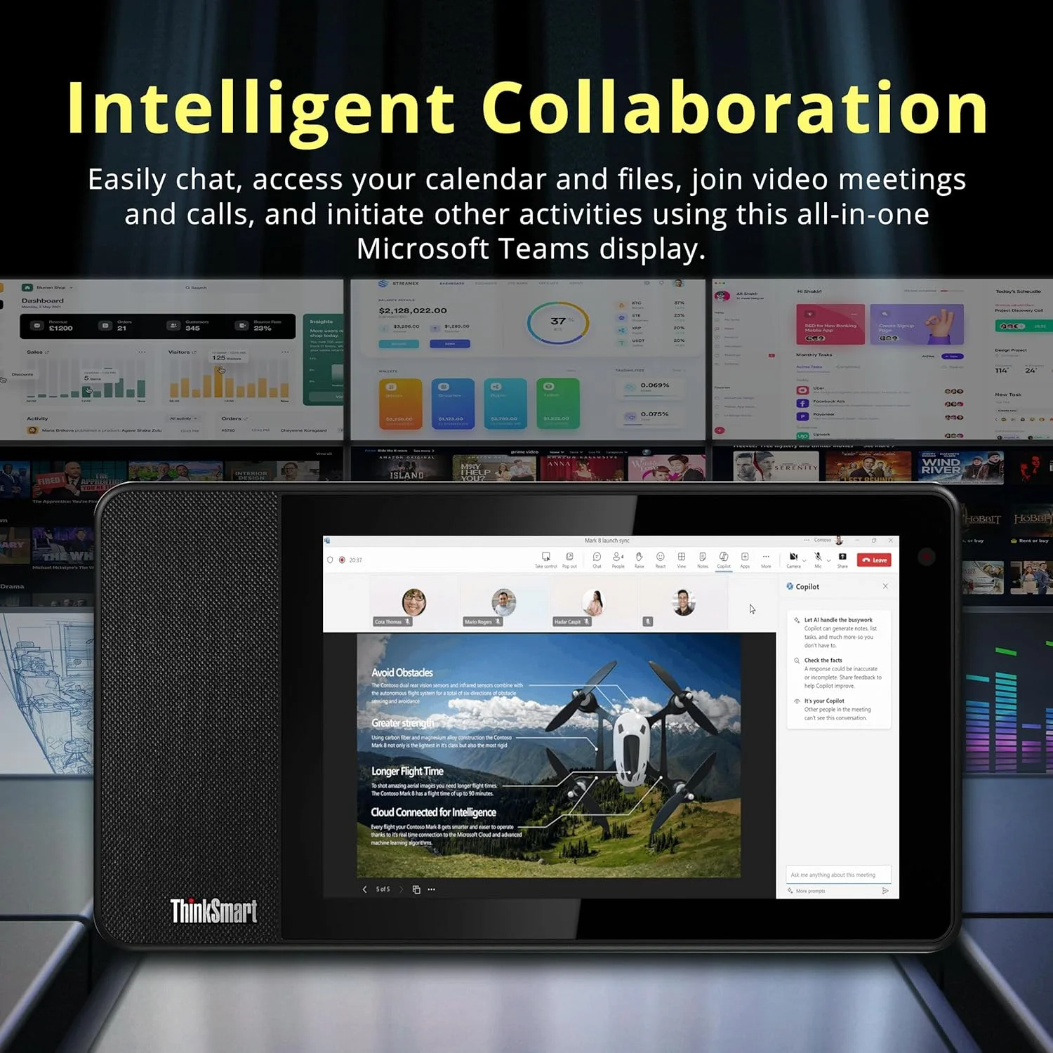 تجهیزات کنفرانس ویدیویی Lenovo ThinkSmart View ZA690000US - Full HD - شبکه بی سیم