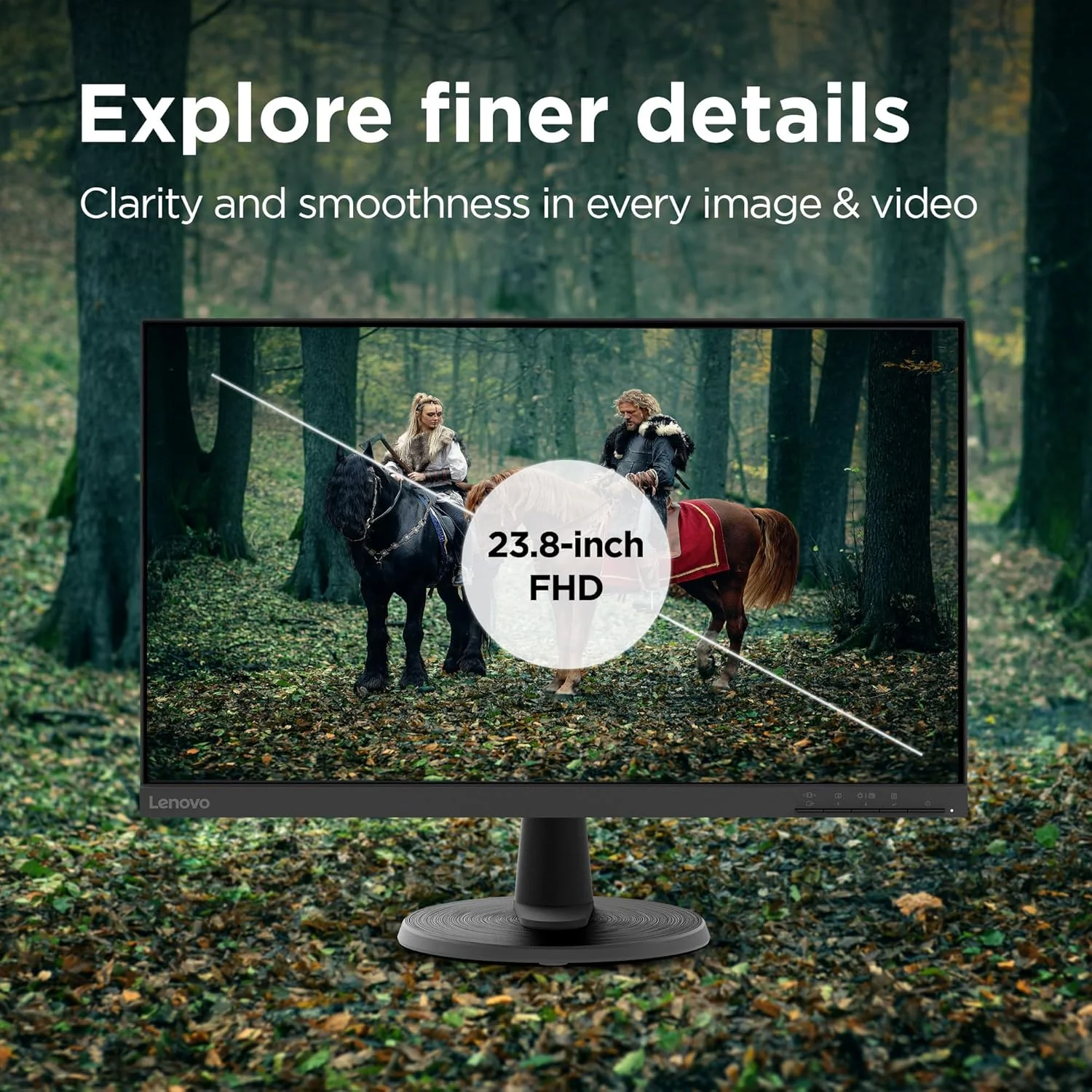 مانیتور 24 اینچی لنوو D24-40 فول اچ دی (1080p) (پنل VA، 75 هرتز، 4-7 میلی‌ثانیه، HDMI، VGA، AMD FreeSync) - مشکی کلاغی