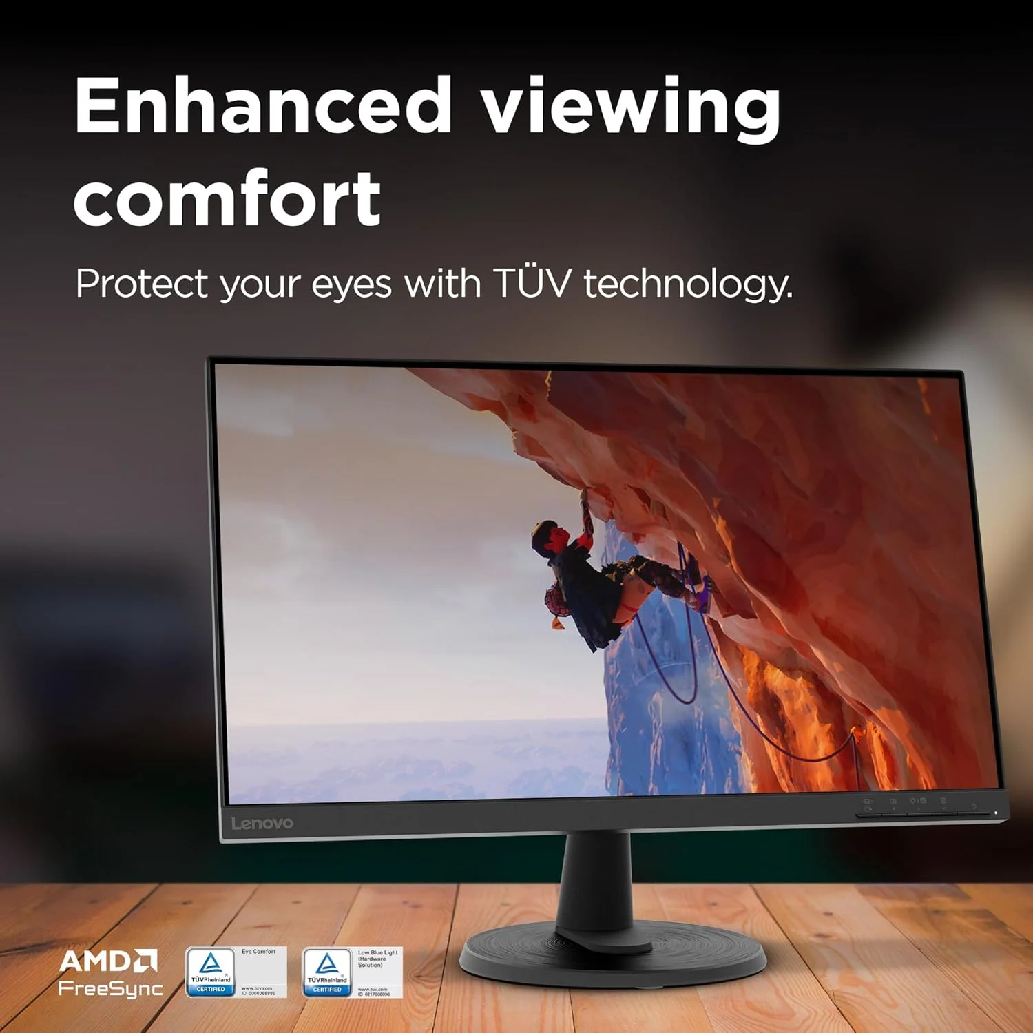 مانیتور 24 اینچی لنوو D24-40 فول اچ دی (1080p) (پنل VA، 75 هرتز، 4-7 میلی‌ثانیه، HDMI، VGA، AMD FreeSync) - مشکی کلاغی
