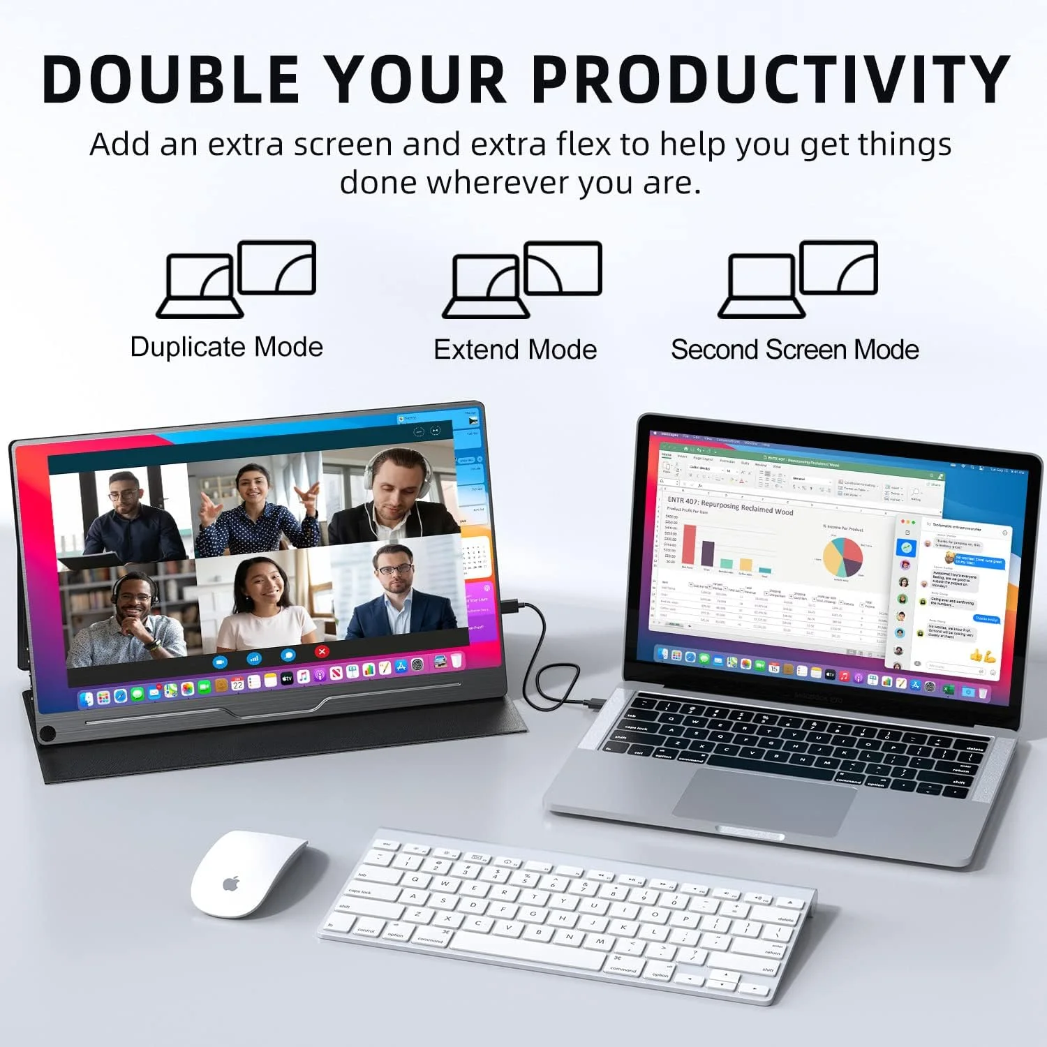 مانیتور قابل حمل UPERFECT، 2025 [نسخه جدید] 15.6 اینچ IPS HDR 1920X1080 FHD مراقبت از چشم، مانیتور بازی USB C، نمایشگر کامپیوتر با دو بلندگو HDMI Type-C VESA برای لپ تاپ PC MAC تلفن همراه با کیف هوشمند