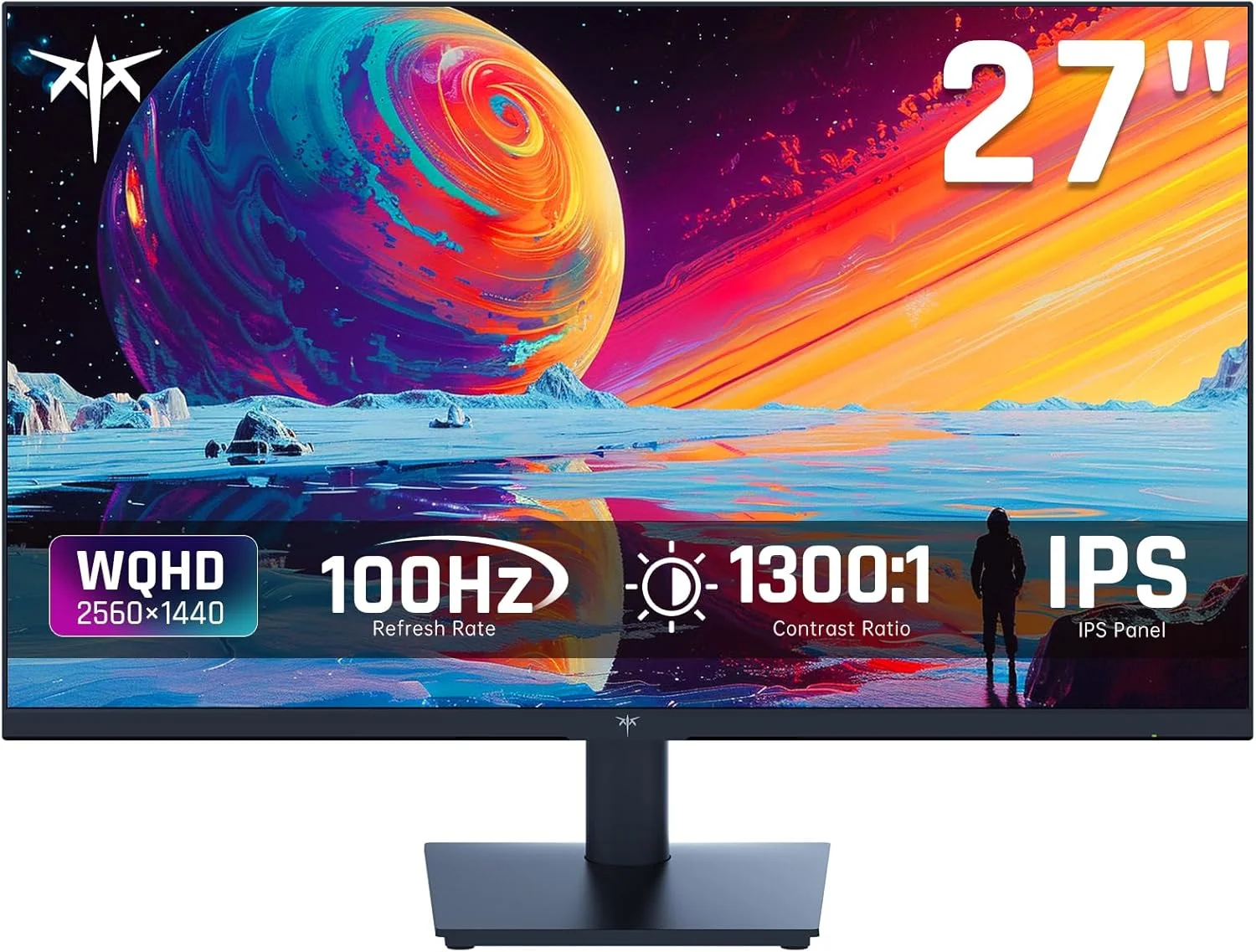 مانیتور کامپیوتر 27 اینچی KTC QHD (2560 * 1440) 100 هرتز - پنل IPS، صفحه نمایش ضد نور آبی، 100% طیف رنگی بالا، 123% sRGB، پشتیبانی از FreeSync و GSync، مانیتور PC برای بازی های معمولی و کار