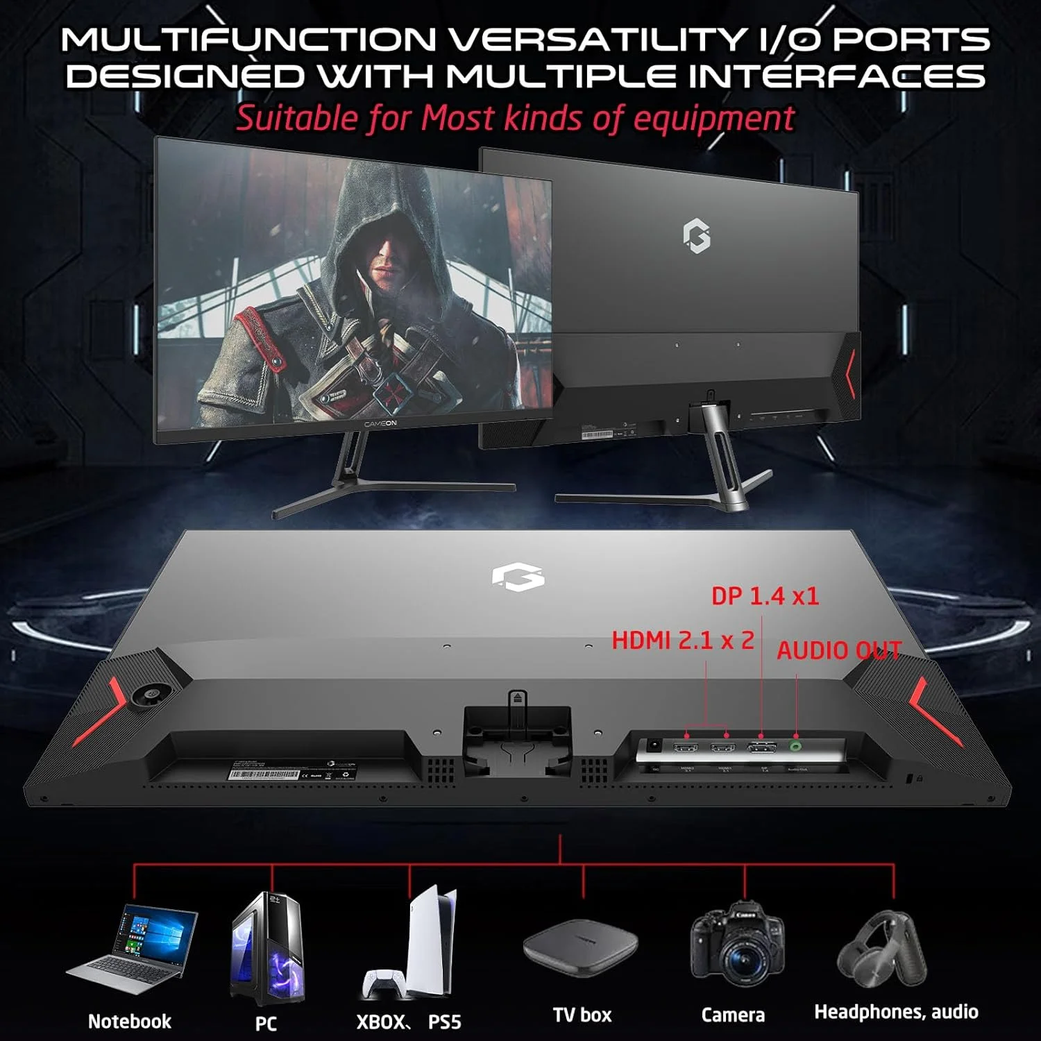 مانیتور گیمینگ جدید GAMEON 2025 با رزولوشن 1920x1080p، سایز 24 اینچ، مدل GOE24FHD165IPS، FHD IPS، نرخ تازه‌سازی 165 هرتز، زمان پاسخگویی 0.5 میلی‌ثانیه، دارای 2.1 HDMI، پشتیبانی از G-Sync و FreeSync، HDR، بلندگوهای داخلی، آماده برای کنسول [اختصاصی آمازون]