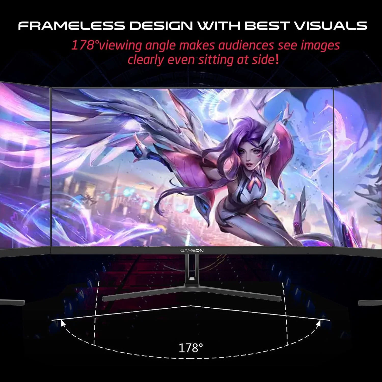 مانیتور گیمینگ جدید GAMEON 2025 با رزولوشن 1920x1080p، سایز 24 اینچ، مدل GOE24FHD165IPS، FHD IPS، نرخ تازه‌سازی 165 هرتز، زمان پاسخگویی 0.5 میلی‌ثانیه، دارای 2.1 HDMI، پشتیبانی از G-Sync و FreeSync، HDR، بلندگوهای داخلی، آماده برای کنسول [اختصاصی آمازون]