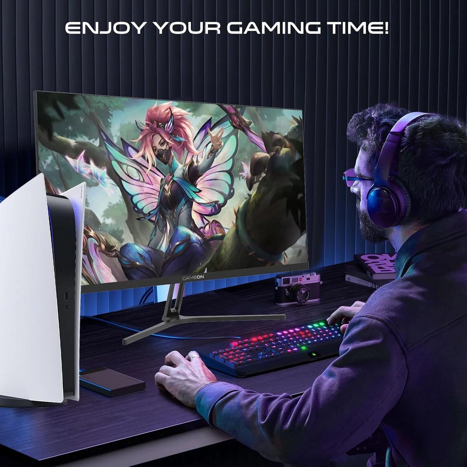 مانیتور گیمینگ جدید GAMEON 2025 با رزولوشن 1920x1080p، سایز 24 اینچ، مدل GOE24FHD165IPS، FHD IPS، نرخ تازه‌سازی 165 هرتز، زمان پاسخگویی 0.5 میلی‌ثانیه، دارای 2.1 HDMI، پشتیبانی از G-Sync و FreeSync، HDR، بلندگوهای داخلی، آماده برای کنسول [اختصاصی آمازون]