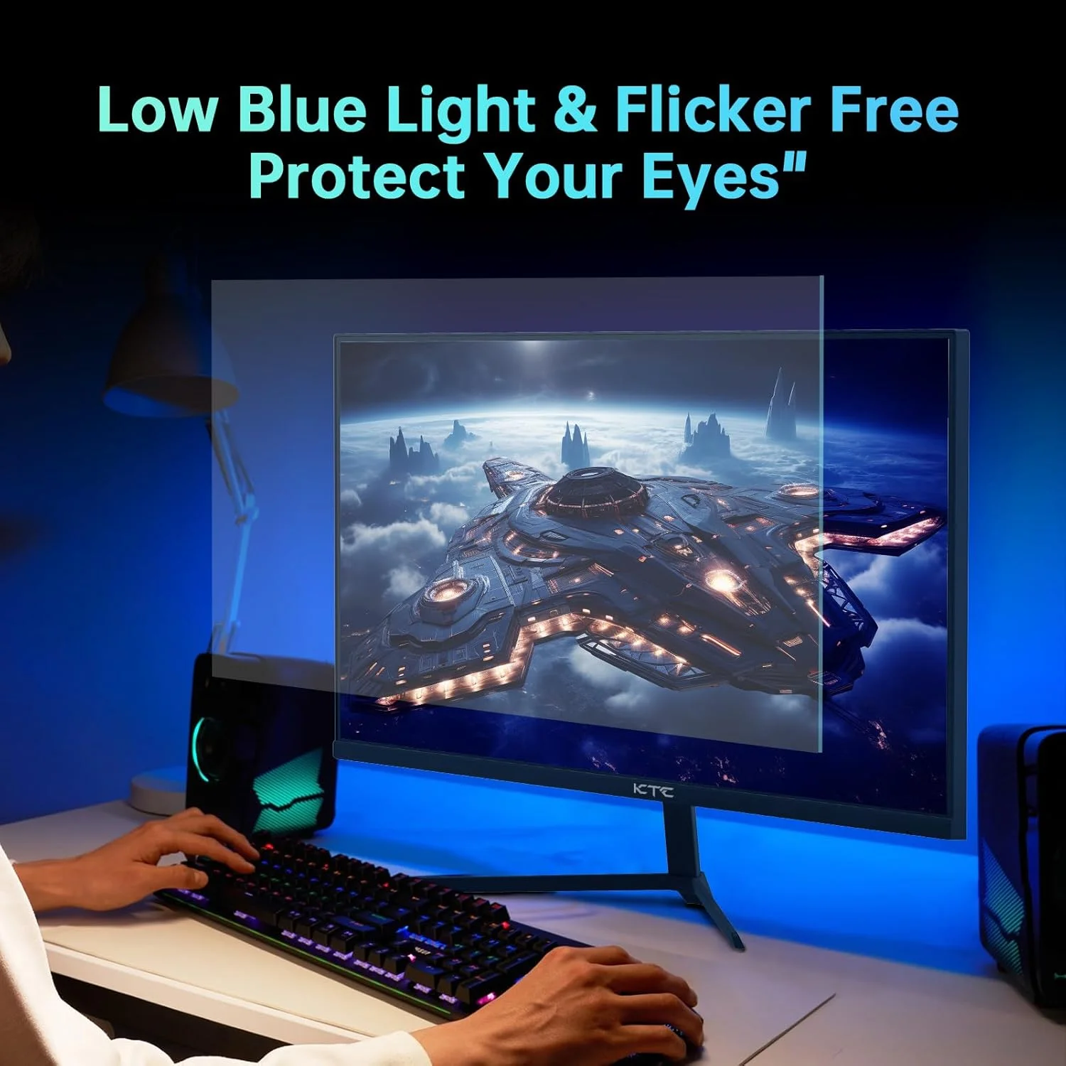 مانیتور 24 اینچی KTC، IPS سریع 1080p 144Hz 165Hz 1ms، 125.25% sRGB، HDR، مانیتور بازی بدون حاشیه، مانیتور کامپیوتر، FreeSync Premium & G-Sync، HDMI 2.0x2، DP1.4x2، پشتیبانی از Vesa، مراقبت از چشم برای گیمرها