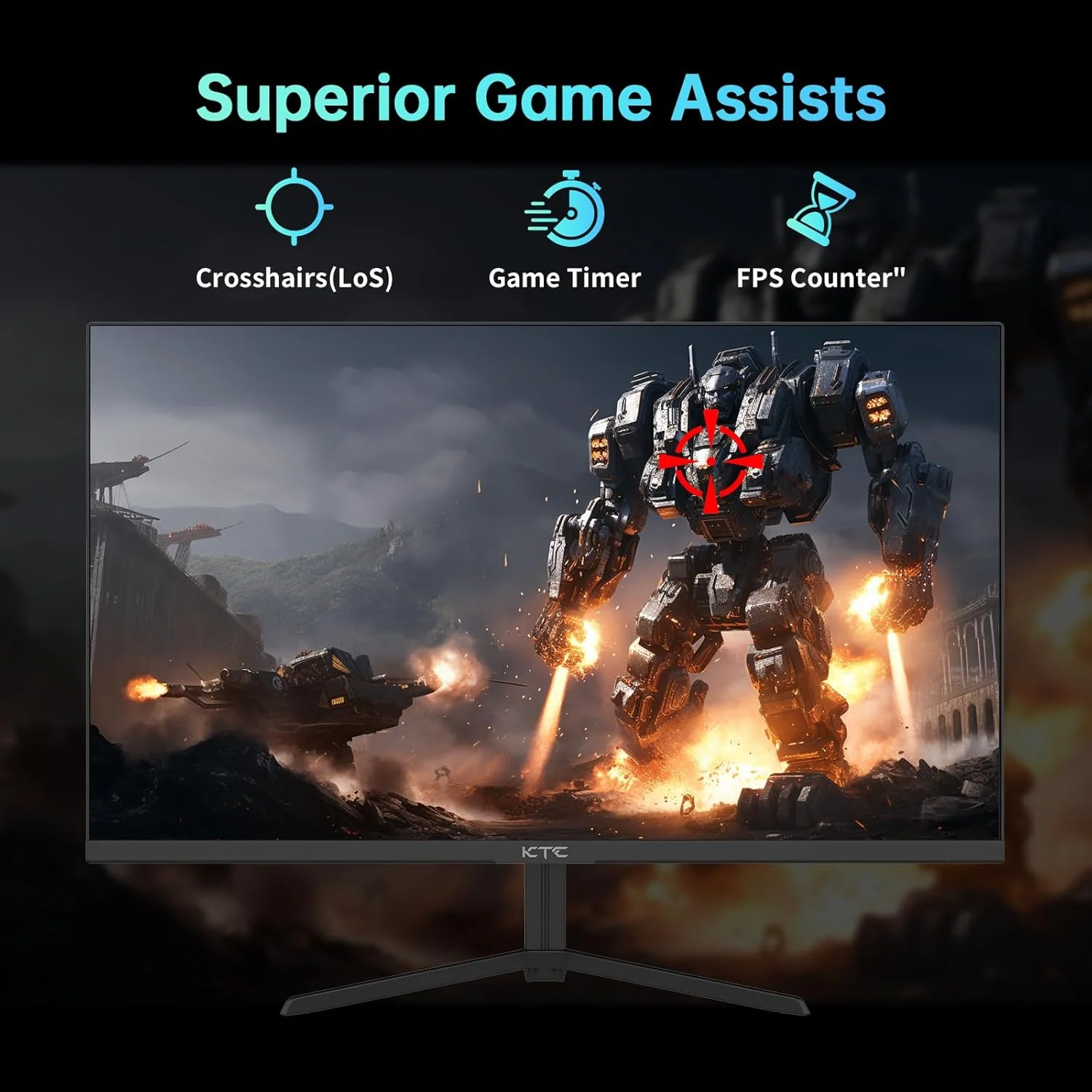 مانیتور 24 اینچی KTC، IPS سریع 1080p 144Hz 165Hz 1ms، 125.25% sRGB، HDR، مانیتور بازی بدون حاشیه، مانیتور کامپیوتر، FreeSync Premium & G-Sync، HDMI 2.0x2، DP1.4x2، پشتیبانی از Vesa، مراقبت از چشم برای گیمرها