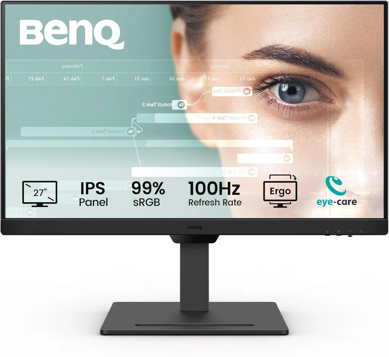 مانیتور 27 اینچی IPS بنکیو GW2790T، 1080p، FHD، 100 هرتز، مراقبت از چشم، ارگونومیک، نرخ تازه سازی بالا، 99% sRGB، VESA MediaSync، HDMI، DisplayPort، بدون پرش تصویر، نور آبی کم، ePaper، حالت کدنویسی