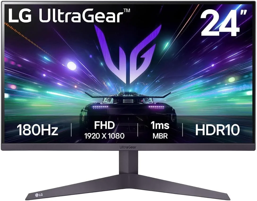 مانیتور گیمینگ 24 اینچ UltraGear™ FHD 180Hz ال‌جی، 1ms MBR، HDR 10، AMD FreeSync™، Dynamic Action Sync، نسبت تصویر 16:9، مشکی
