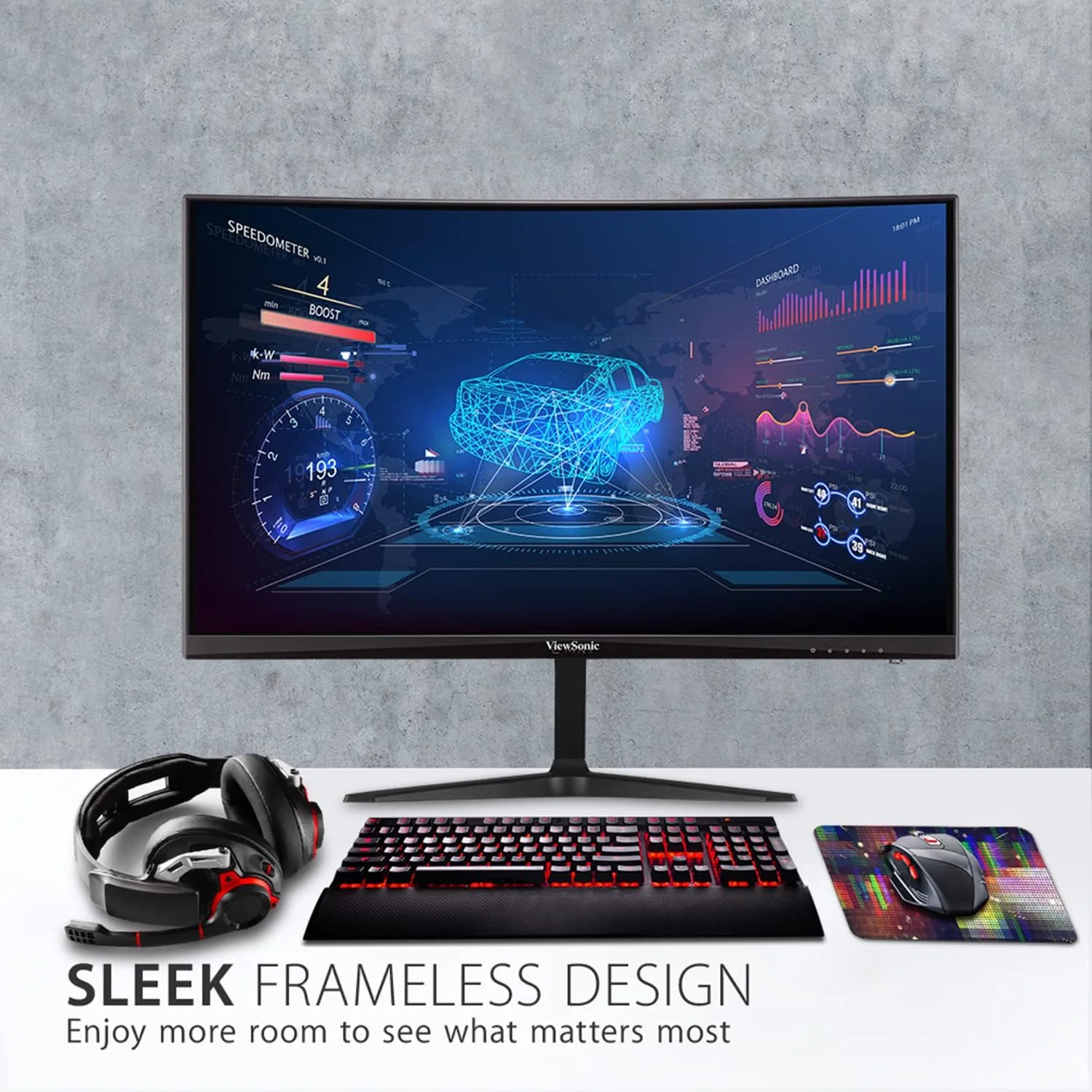 مانیتور گیمینگ خمیده 24 اینچی ویوسونیک Omni VX2418C با رزولوشن 1080p، زمان پاسخگویی 1ms، نرخ نوسازی 165Hz، AMD FreeSync Premium، محافظت از چشم، HDMI و DisplayPort