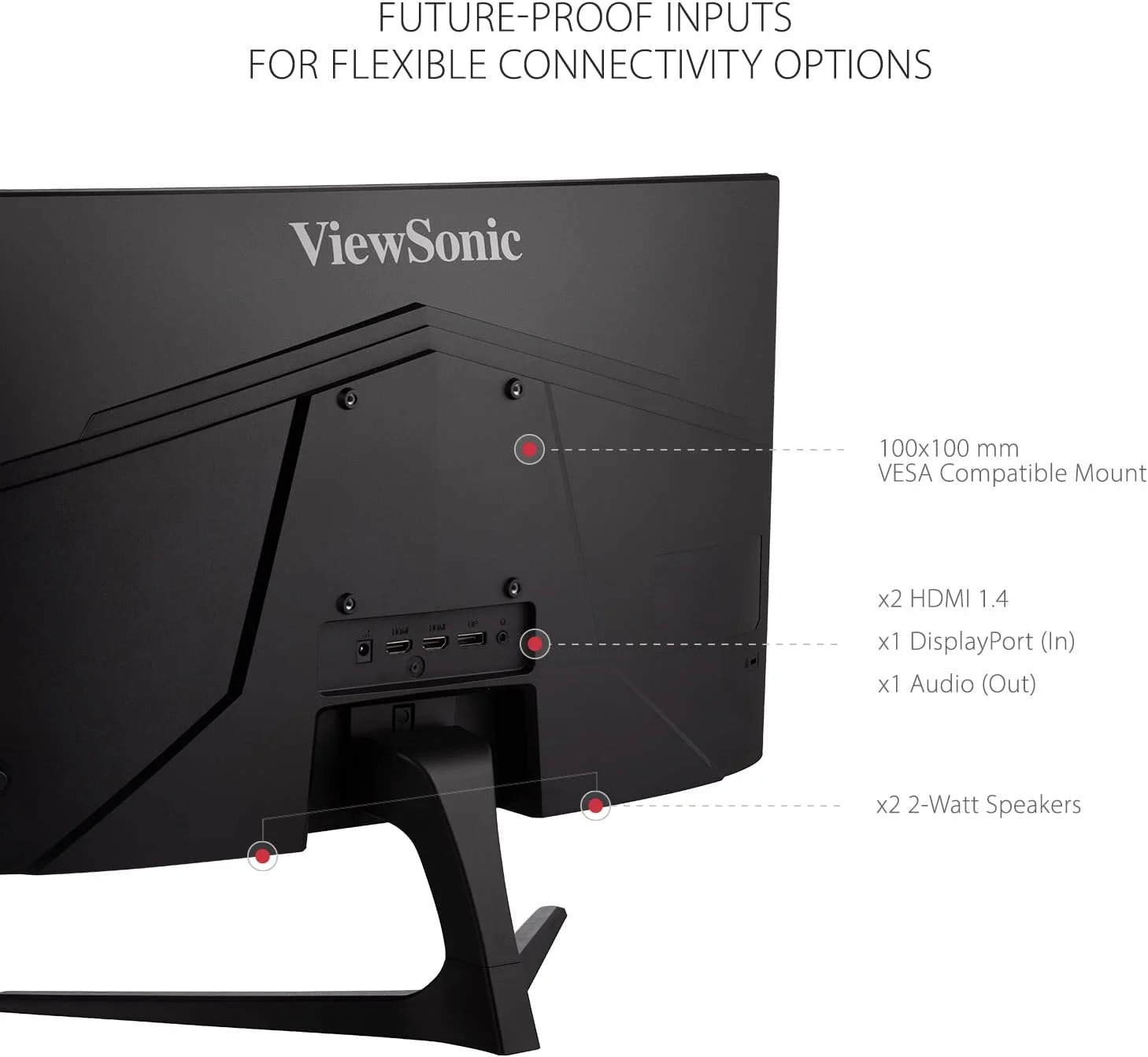 مانیتور گیمینگ خمیده 24 اینچی ویوسونیک Omni VX2418C با رزولوشن 1080p، زمان پاسخگویی 1ms، نرخ نوسازی 165Hz، AMD FreeSync Premium، محافظت از چشم، HDMI و DisplayPort