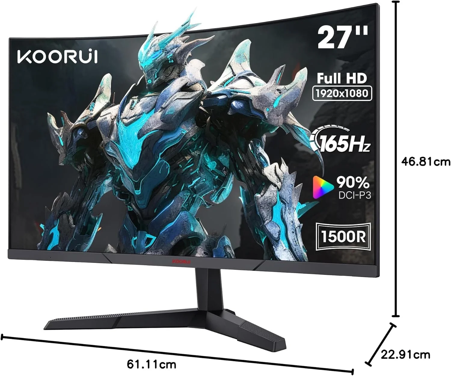 مانیتور گیمینگ 27 اینچی KOORUI، مانیتور خمیده FHD 1080P با نرخ تازه سازی 180 هرتز، پنل VA با زمان پاسخگویی 1 میلی ثانیه، انحنای 1500R، مانیتورهای PC با Adaptive Sync، دارای HDMI X2 /DP، سازگار با VESA، قابلیت تنظیم شیب، محافظت از چشم