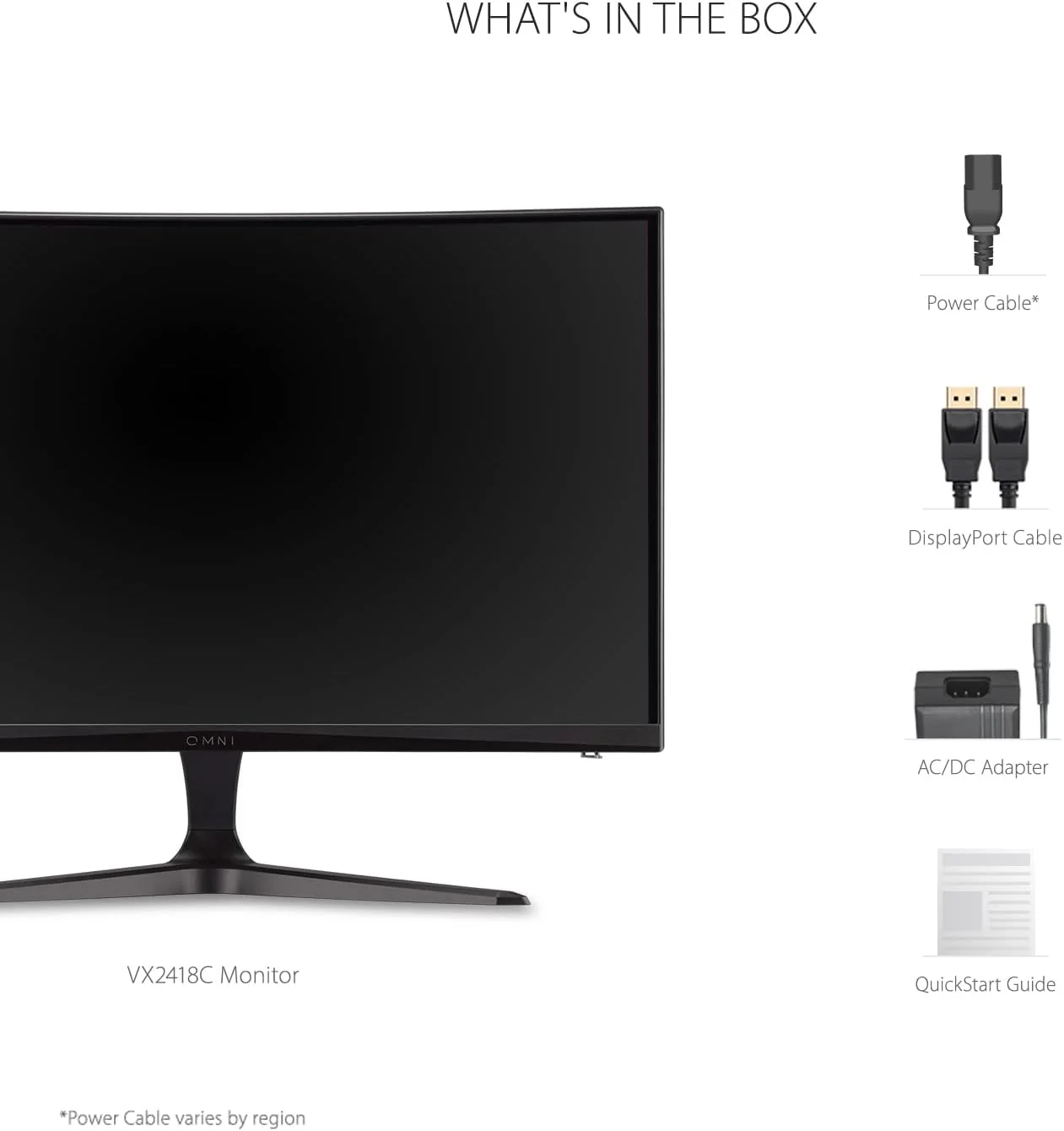 مانیتور گیمینگ خمیده 24 اینچی ویوسونیک Omni VX2418C با رزولوشن 1080p، زمان پاسخگویی 1ms، نرخ نوسازی 165Hz، AMD FreeSync Premium، محافظت از چشم، HDMI و DisplayPort