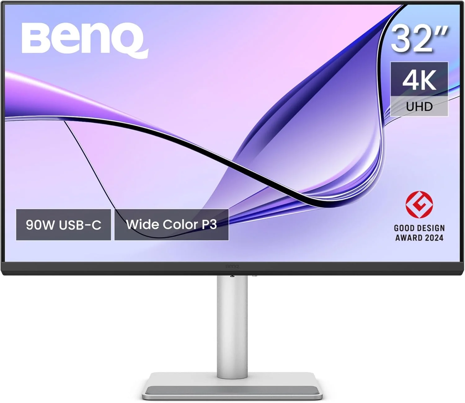 مانیتور 32 اینچی 4K بنکیو مدل MA320U با رزولوشن 3840x2160 برای MacBook® Pro/Air، دارای دو پورت USB-C، توان تحویل 90 وات، تطبیق رنگ Mac، هاب USB، کنترل روشنایی و صدا روی Mac، پایه قابل تنظیم ارتفاع و شیب، طیف رنگی P3