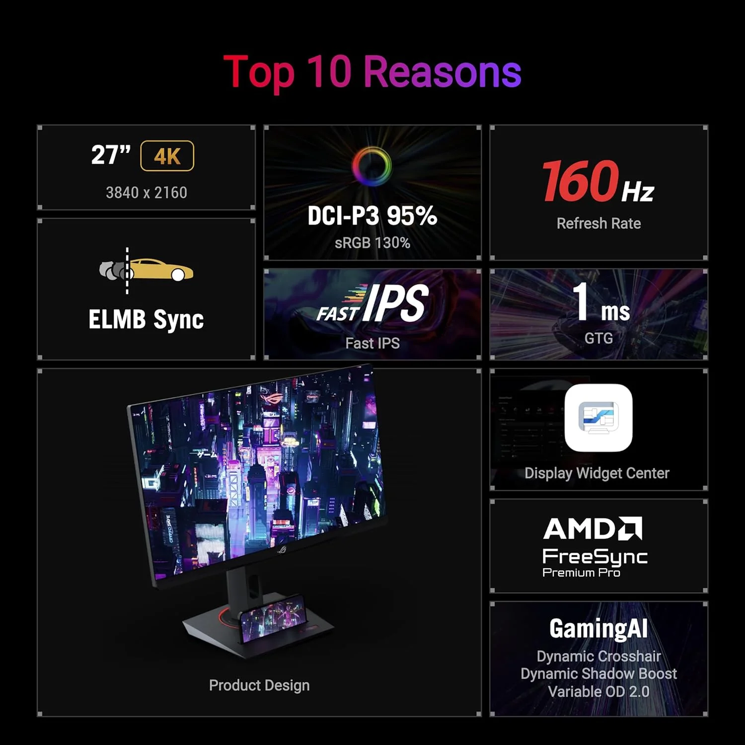 مانیتور گیمینگ ایسوس ROG Strix XG27UCS USB Type-C - سایز 27 اینچ 4K UHD (3840x2160)، نرخ نوسازی 160 هرتز (بالاتر از 144 هرتز)، زمان پاسخگویی 1 میلیثانیه (GTG)، پنل Fast IPS، فناوری Extreme Low Motion Blur Sync مانیتور گیمینگ ایسوس ROG Strix XG27UCS USB Type-C - سایز 27 اینچ 4K UHD (3840x2160)، نرخ نوسازی 160 هرتز (بالاتر از 144 هرتز)، زمان پاسخگویی 1 میلیثانیه (GTG)، پنل Fast IPS، فناوری Extreme Low Motion Blur Sync