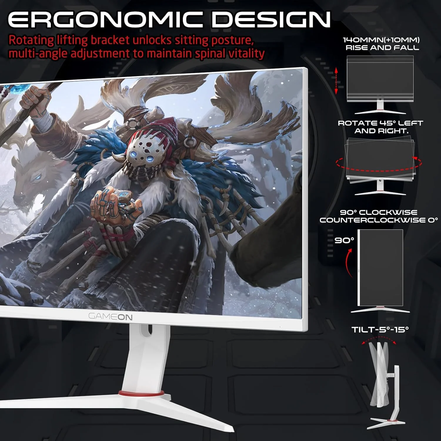 مانیتور گیمینگ GAMEON GOA24FHD180IPS Artic Pro-Series، مانیتور گیمینگ سفید 24 اینچ، 1920x1080p FHD، پنل IPS، نرخ تازهسازی 180 هرتز، زمان پاسخگویی 0.5 میلیثانیه، 2.1 HDMI، Free Sync&G-Sync، پشتیبانی از PS5 مانیتور گیمینگ GAMEON GOA24FHD180IPS Artic Pro-Series، مانیتور گیمینگ سفید 24 اینچ، 1920x1080p FHD، پنل IPS، نرخ تازهسازی 180 هرتز، زمان پاسخگویی 0.5 میلیثانیه، 2.1 HDMI، Free Sync&G-Sync، پشتیبانی از PS5