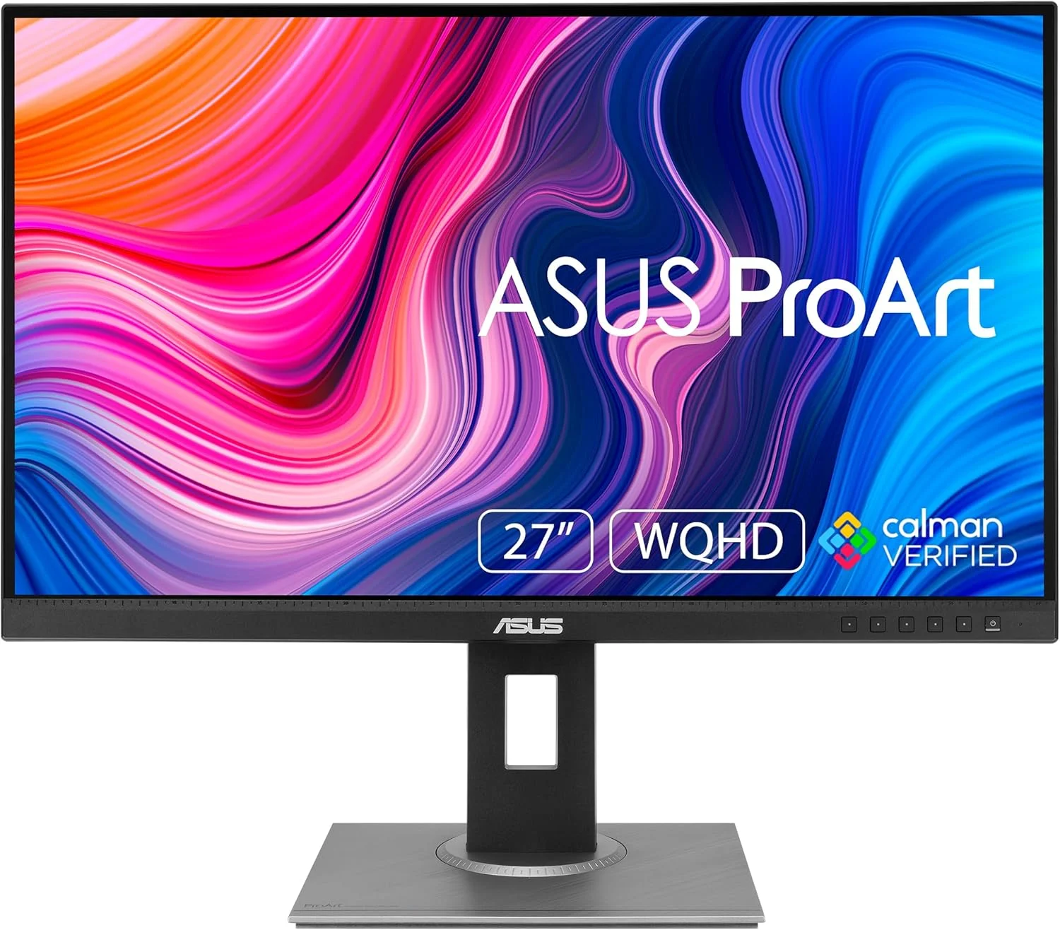 مانیتور حرفه ای ASUS ProArt Display PA278QV - 27 اینچ، IPS، WQHD (2560 x 1440)، 100% sRGB، 100% Rec. 709، دقت رنگ ΔE < 2، تایید شده توسط Calman، ProArt Preset، ProArt Palette، پایه ارگونومیک