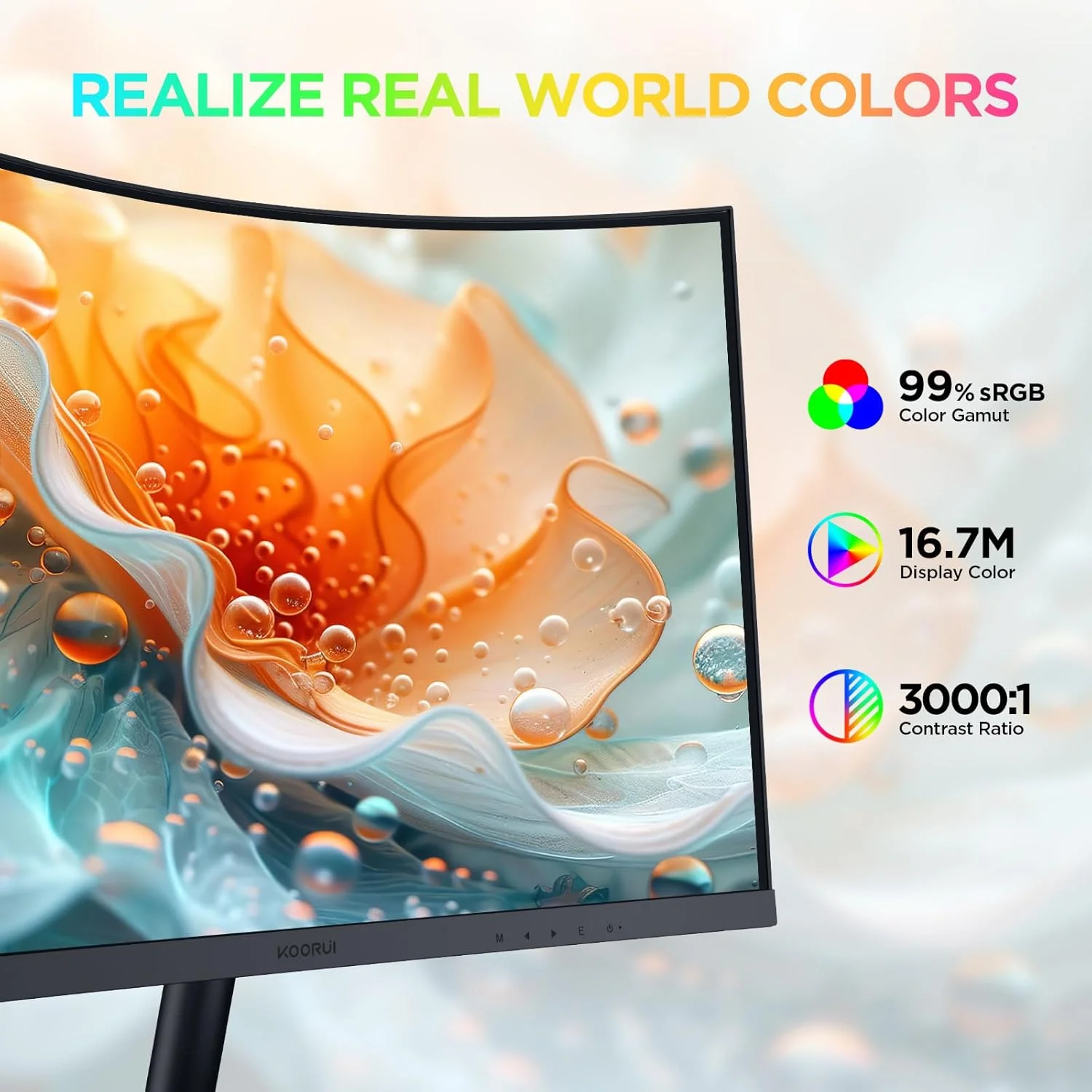 مانیتور خمیده 27 اینچی FHD کوروی، پنل VA، 1920x1080@75Hz، انحنای 1800R، تنظیم شیب، محافظت از چشم، مانیتور گیمینگ HDMI، VGA، مشکی