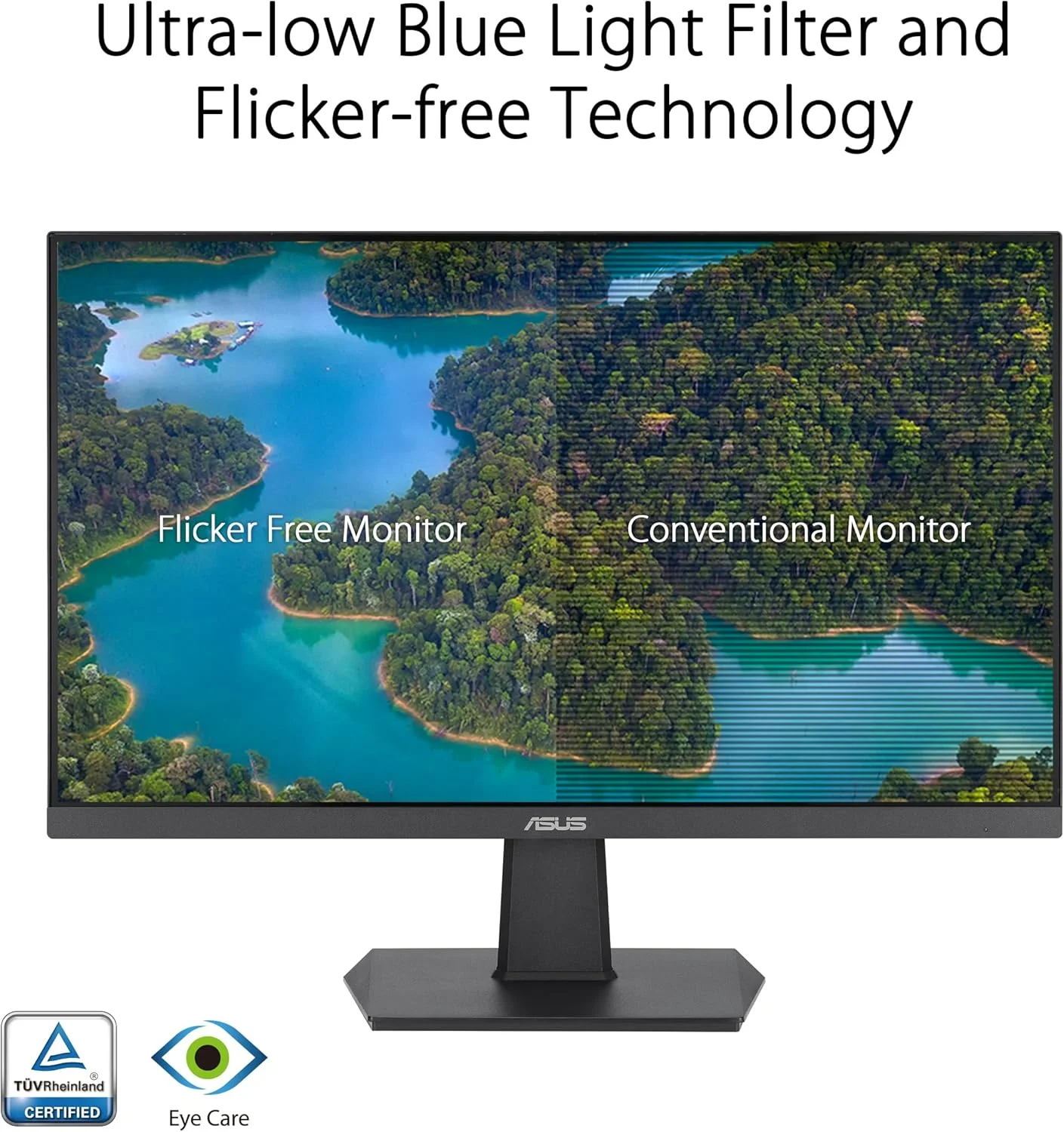 مانیتور گیمینگ مراقبت از چشم ASUS VA24EHF - 24 اینچ (قابل مشاهده 23.8 اینچ)، IPS، Full HD، بدون حاشیه، 100 هرتز، Adaptive-Sync، MPRT 1ms، HDMI، نور آبی کم، بدون پرش تصویر، قابلیت نصب روی دیوار