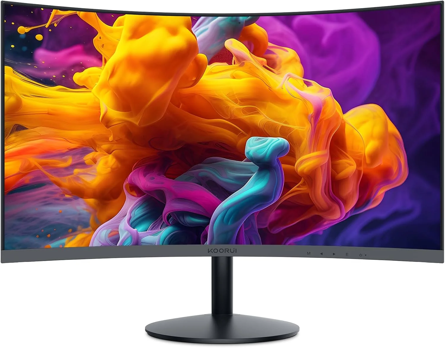 مانیتور خمیده 27 اینچی FHD کوروی، پنل VA، 1920x1080@75Hz، انحنای 1800R، تنظیم شیب، محافظت از چشم، مانیتور گیمینگ HDMI، VGA، مشکی