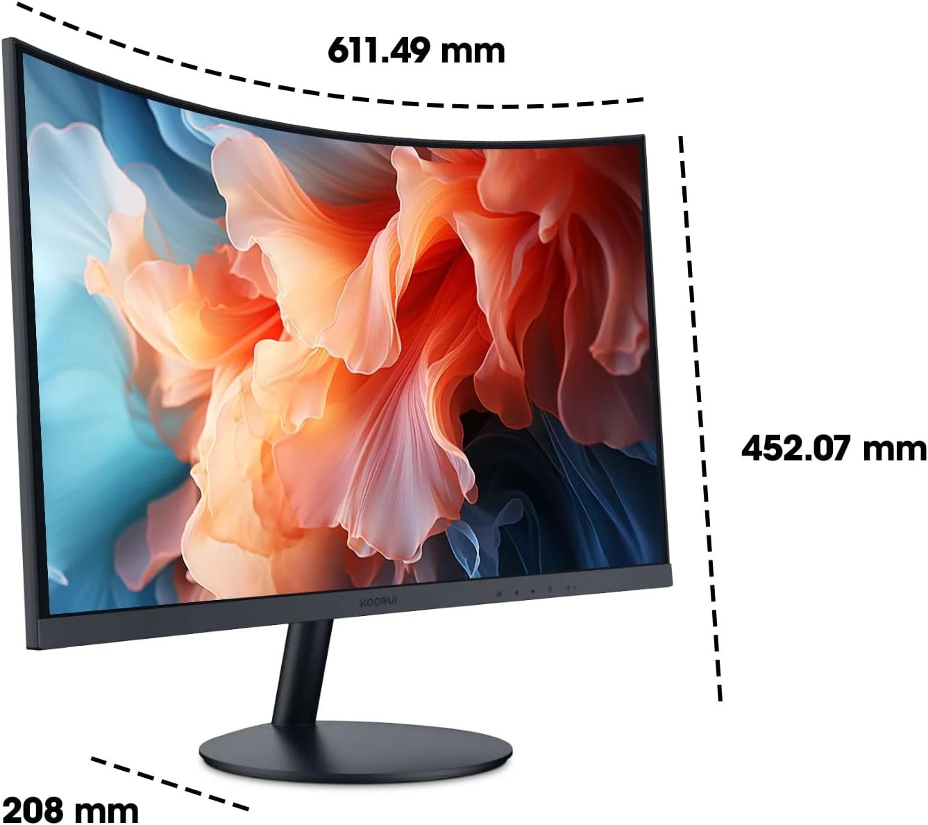 مانیتور خمیده 27 اینچی FHD کوروی، پنل VA، 1920x1080@75Hz، انحنای 1800R، تنظیم شیب، محافظت از چشم، مانیتور گیمینگ HDMI، VGA، مشکی
