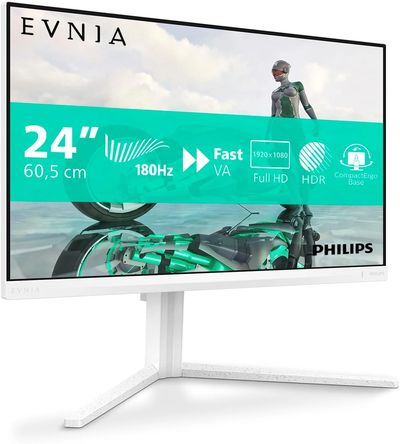 مانیتور گیمینگ 23.8 اینچی فیلیپس مدل 24M2N3201A - Full HD، نرخ نوسازی 180 هرتز، زمان پاسخگویی 1 میلی‌ثانیه GtG، FreeSync Premium، سازگار با G-Sync (1920x1080، 2x HDMI، DisplayPort) سفید