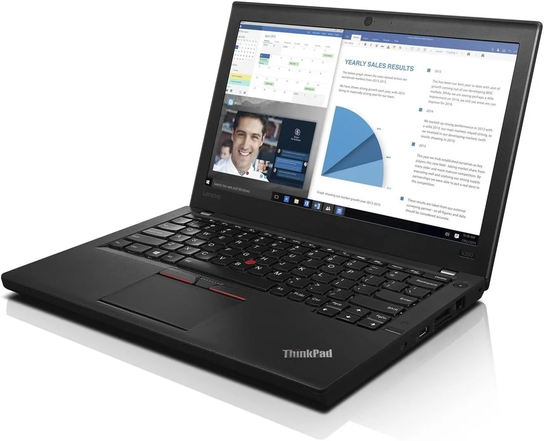 لپ تاپ تجاری لنوو Thinkpad X260 (بازسازی شده) - 20F60093US (صفحه نمایش 12.5 اینچی IPS، پردازنده Intel i5-6300U 2.4GHz، رم 8 گیگابایتی DDR4، حافظه SSD 256 گیگابایتی، بلوتوث 4.1، ویندوز 7/10 پرو 64 بیتی)
