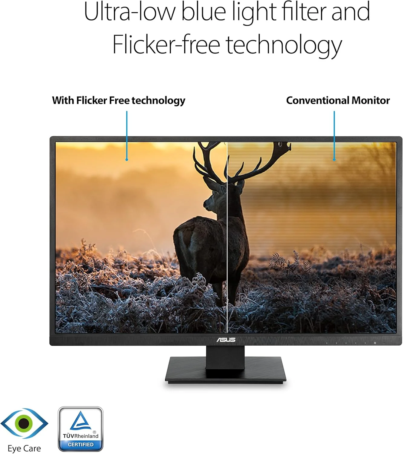 مانیتور 27 اینچی ایسوس مدل VA279HAE - Full HD، محافظت از چشم، نور آبی کم، بدون پرش تصویر، قابلیت نصب VESA، ضد انعکاس نور، HDMI، D-Sub، VGA