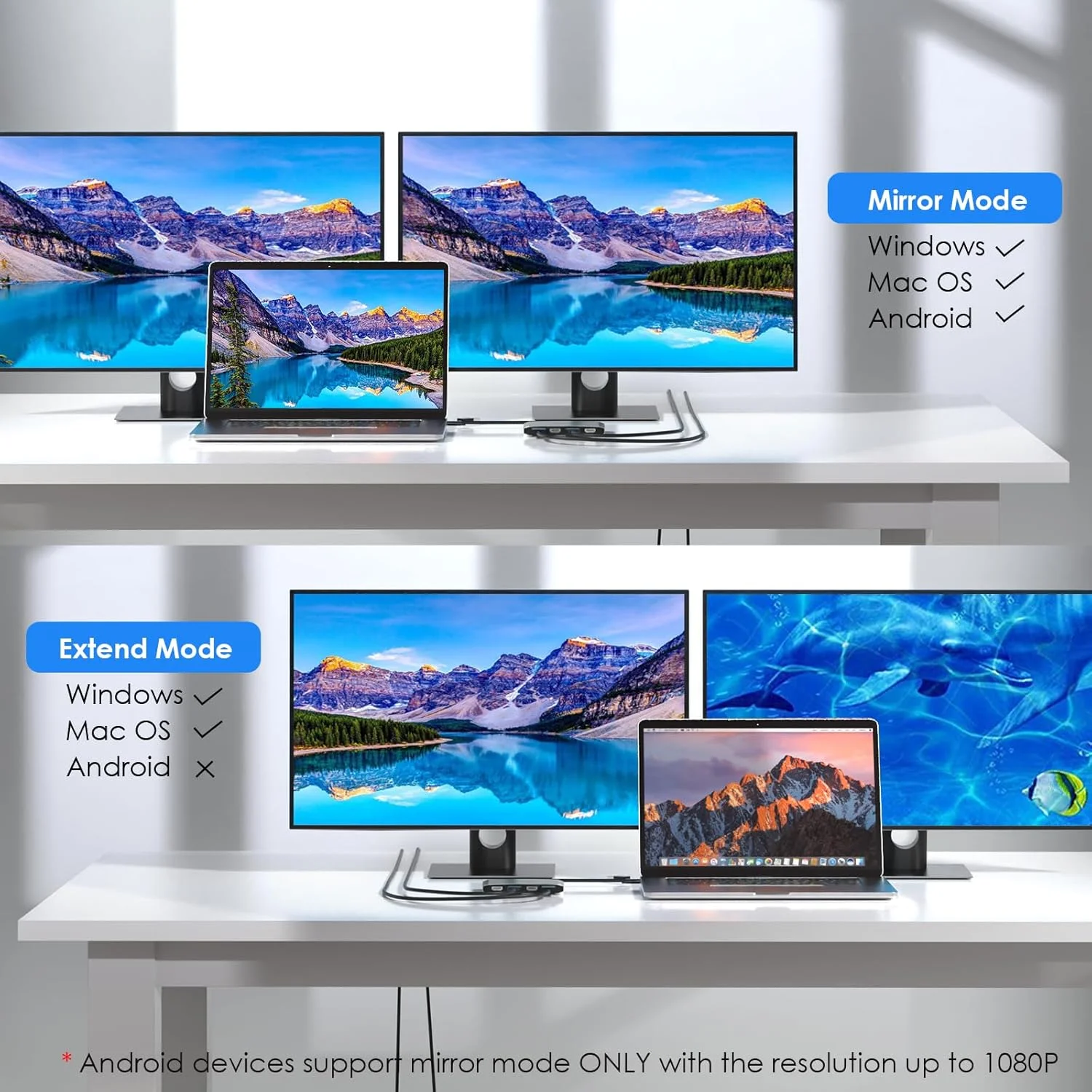 آداپتور USB 3.0/USB C به DisplayPort و HDMI ویولینک، هاب مانیتور دوگانه 5K/4K با نرخ 60 هرتز DisplayLink برای Dell HP Surface Lenovo، سازگار با ویندوز و M1/M2 Mac (نقره ای) آداپتور USB 3.0/USB C به DisplayPort و HDMI ویولینک، هاب مانیتور دوگانه 5K/4K با نرخ 60 هرتز DisplayLink برای Dell HP Surface Lenovo، سازگار با ویندوز و M1/M2 Mac (نقره ای)