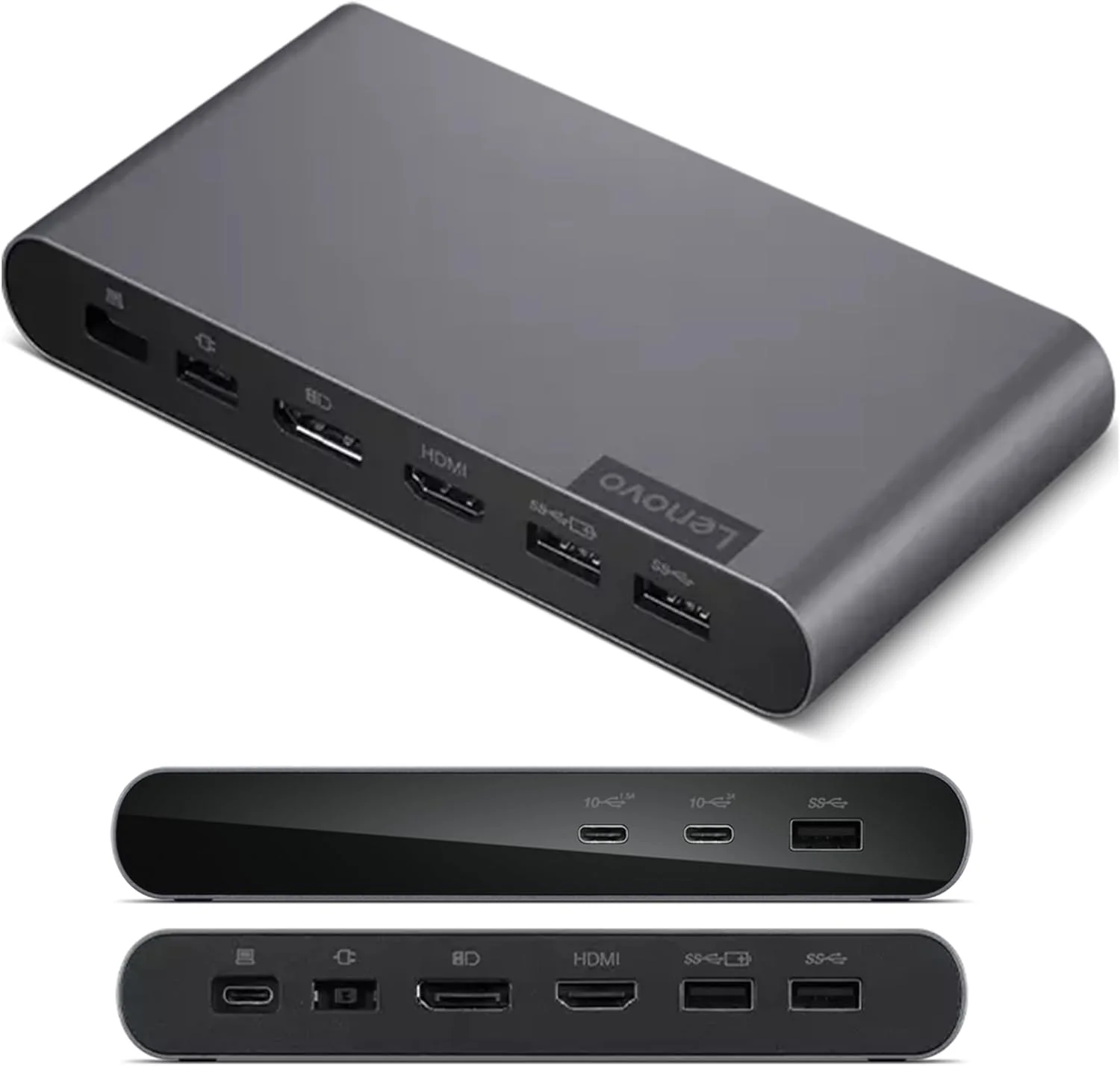 داک استیشن لنوو USB-C یونیورسال بیزینس داک – نمایشگر دوگانه (1 درگاه DP 1.4 و 1 درگاه HDMI 2.0) – شارژ 65 واتی برای لپ تاپ (آداپتور برق 90 واتی شامل) – 3 پورت USB-A و 2 پورت USB-C – سازگار با ویندوز