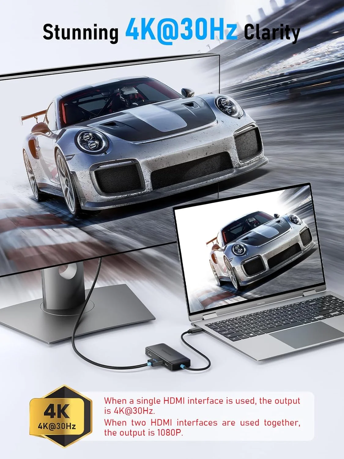 داک استیشن 6 در 1 Lemorele با مانیتور دوگانه - هاب USB C با 2 پورت HDMI 4K، 3 پورت USB 3.0 با سرعت 5 گیگابیت بر ثانیه، شارژ سریع USB C PD 100W - اتصال و استفاده آسان برای لپ تاپ های Dell Lenovo HP MacBook Surface داک استیشن 6 در 1 Lemorele با مانیتور دوگانه - هاب USB C با 2 پورت HDMI 4K، 3 پورت USB 3.0 با سرعت 5 گیگابیت بر ثانیه، شارژ سریع USB C PD 100W - اتصال و استفاده آسان برای لپ تاپ های Dell Lenovo HP MacBook Surface