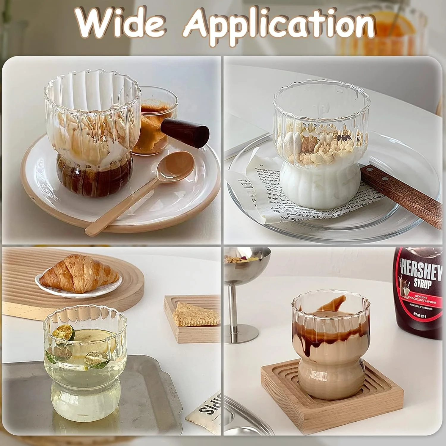 ست لیوان آب خوری KASTWAVE، 2 عدد لیوان شیشه ای 300 میلی لیتری طرح موج دار، لیوان شیشه ای راه راه اوریگامی، برای نوشیدنی های قهوه آب میوه، نوشیدنی ها، ست ظروف شیشه ای برای مهمانی ها، رستوران ها، خانه