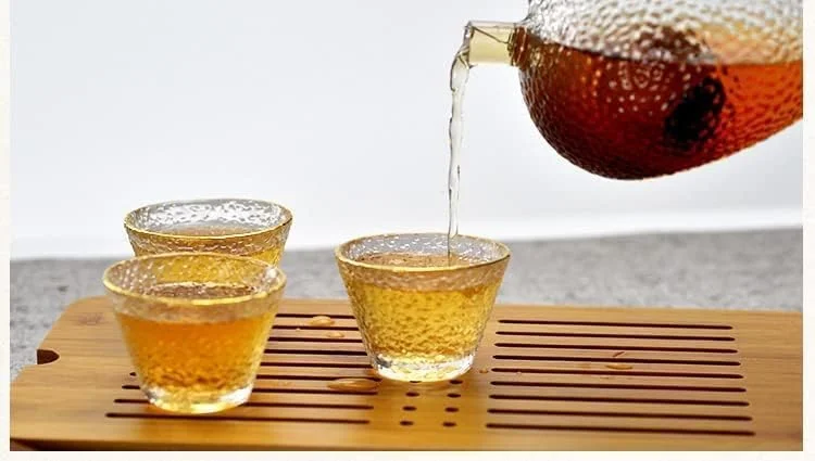 فنجان چای شیشه ای KASTWAVE، بسته 4 عددی، لبه طلایی، شیشه شفاف مقاوم در برابر حرارت، فنجان نوشیدنی مخصوص، فنجان قهوه