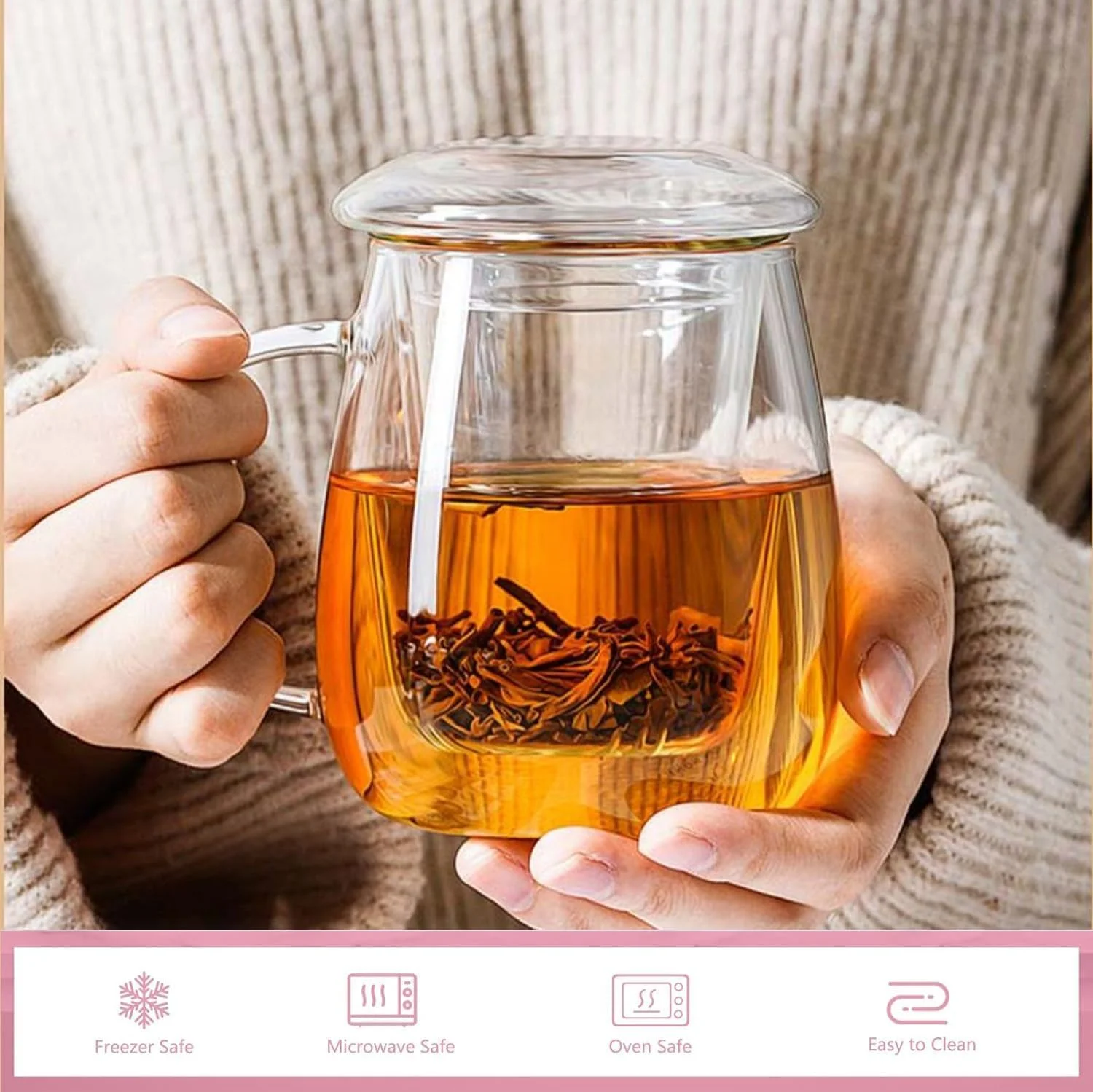 ماگ دمنوش ساز شیشه ای شفاف KASTWAVE، ماگ بزرگ شیشه ای چای 500 میلی لیتری با صافی و درب، فنجان چای برای چای شکوفه و چای برگ شل، فیلتر 99% برگ های چای، هدیه تولد برای والدین، پدر، مادر، دوستان ماگ دمنوش ساز شیشه ای شفاف KASTWAVE، ماگ بزرگ شیشه ای چای 500 میلی لیتری با صافی و درب، فنجان چای برای چای شکوفه و چای برگ شل، فیلتر 99% برگ های چای، هدیه تولد برای والدین، پدر، مادر، دوستان