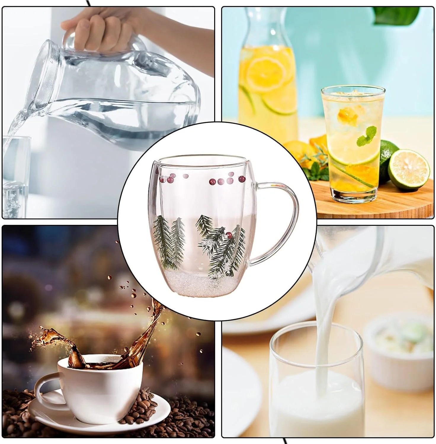 فنجان های شیشه ای دو جداره، فنجان های شیشه ای مقاوم در برابر حرارت، لیوان های شیشه ای بوروسیلیکات ضد سوزش، فنجان های کاپوچینو شفاف، فنجان های کاغذی داغ مناسب برای نوشیدنی های گرم، چای، قهوه، ایده آل برای خانه