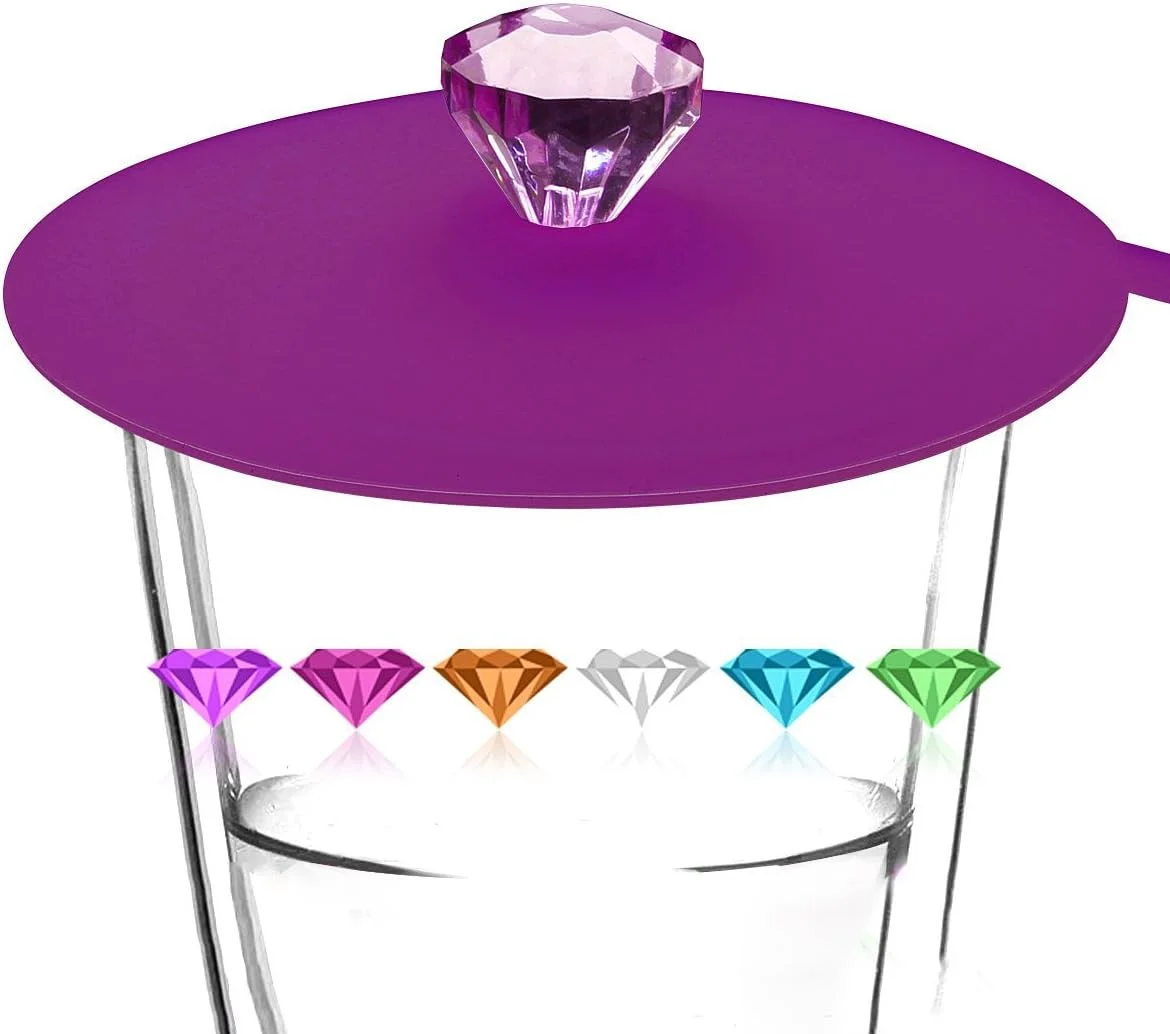 درب سیلیکونی لیوان KASTWAVE، درب خلاقانه الماسی و انعطاف پذیر ضد گرد و غبار با مهر و موم محکم، درب لیوان نوشیدنی سیلیکونی مقاوم در برابر حرارت در رنگ های روشن (سبک رترو، مجموعه 6 عددی)