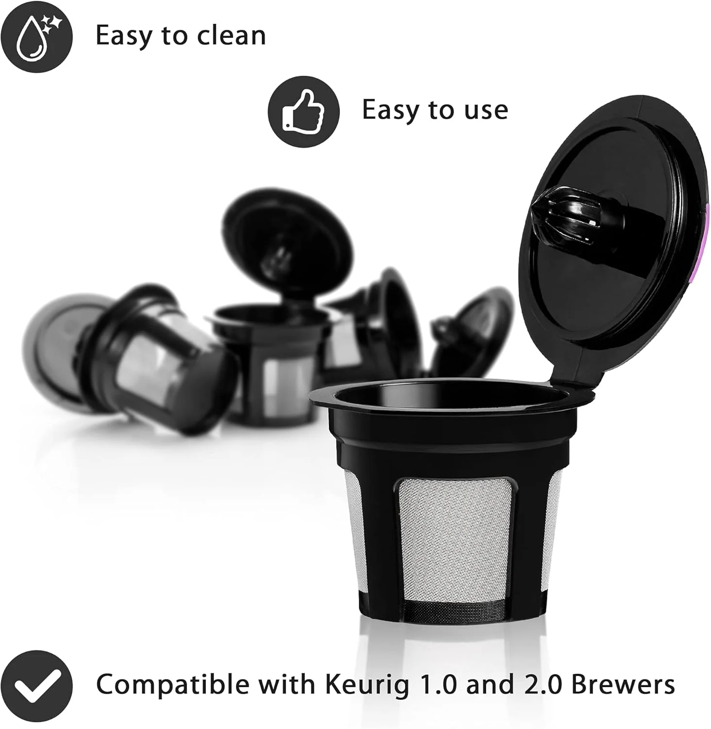 فیلترهای قهوه KASTWAVE، بسته 4 عددی، فیلترهای قابل استفاده مجدد K Cups، صافی توری استیل ضد زنگ برای چای سیاه آشپزخانه منزل خانواده Keurig فیلترهای قهوه KASTWAVE، بسته 4 عددی، فیلترهای قابل استفاده مجدد K Cups، صافی توری استیل ضد زنگ برای چای سیاه آشپزخانه منزل خانواده Keurig