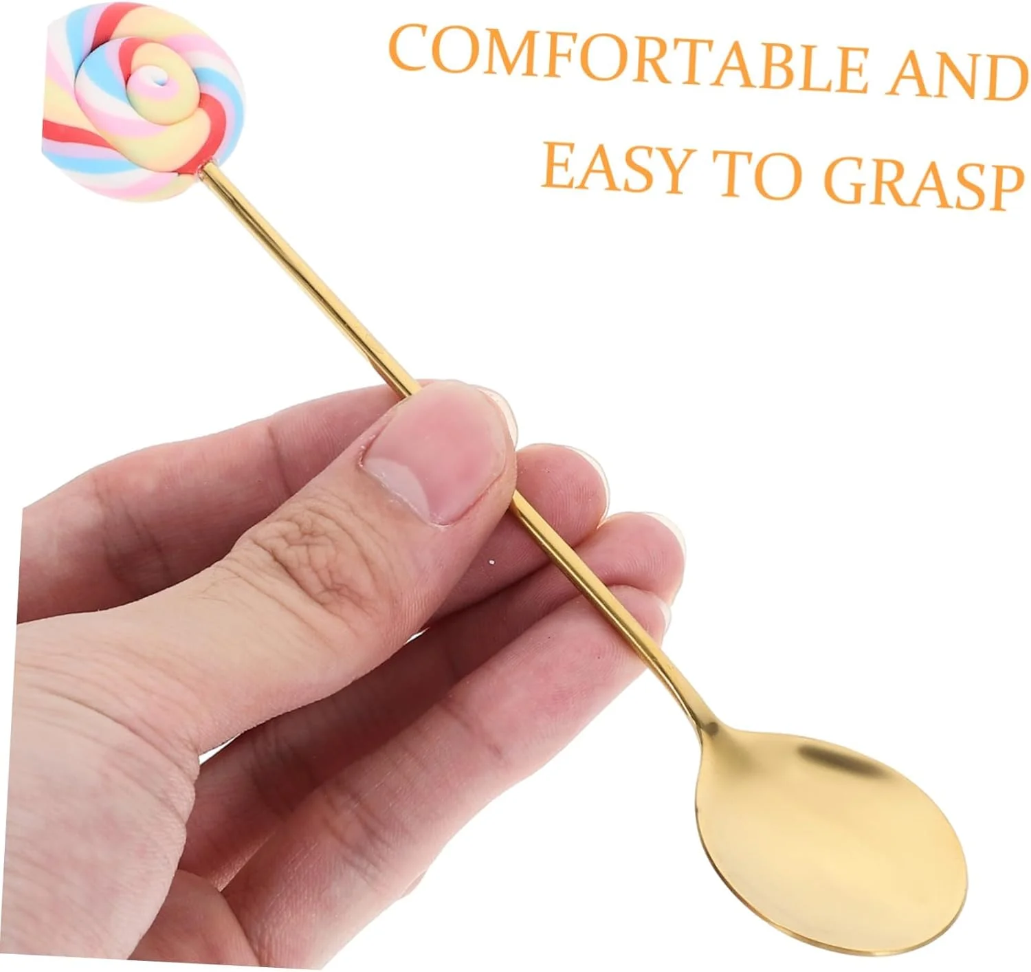 ست قاشق چای و قهوه استیل 4 عددی - طراحی آب نبات چوبی تزئینی برای مخلوط کردن، هم زدن و سرو