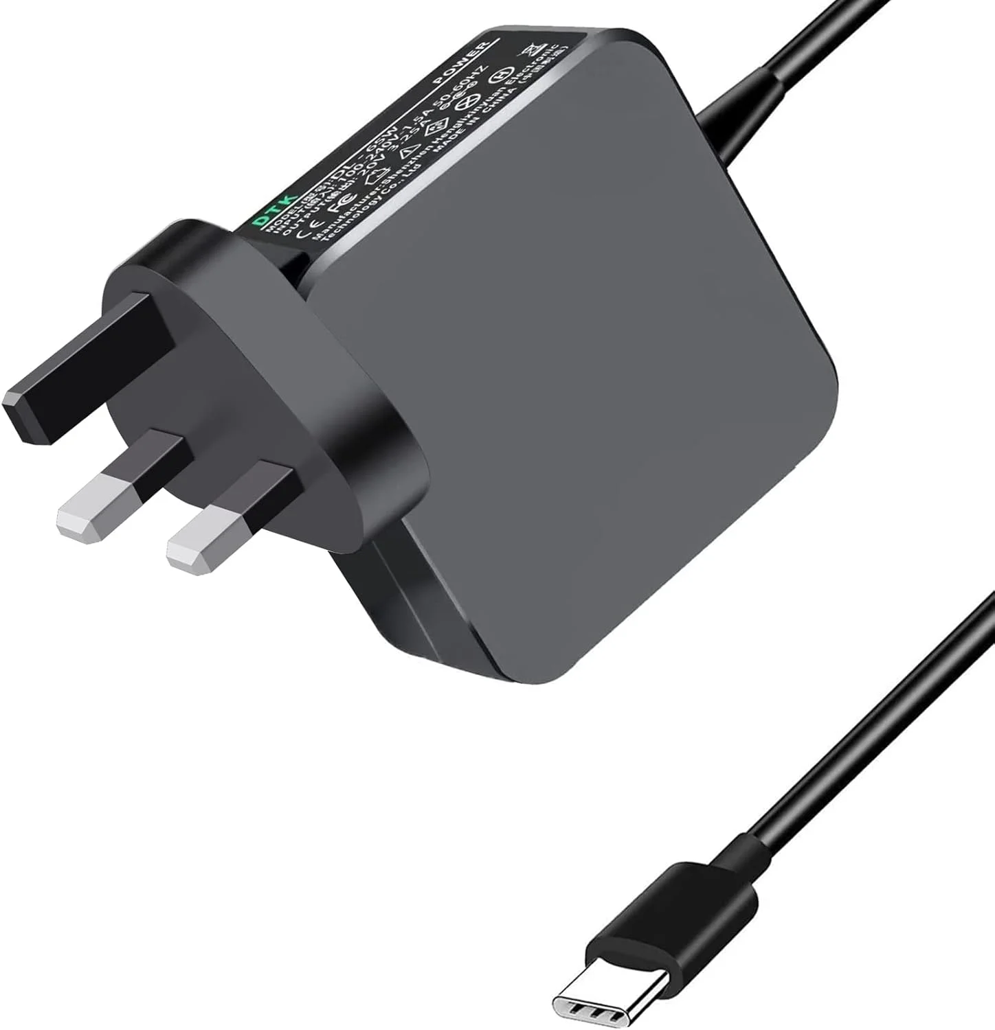 شارژر لپ تاپ 65 وات USB C مدل DTK برای ASUS Lenovo HP Dell ACER Google Chromebook Notebook Computer PC Power Cord Supply Lead AC Adapter Transformer Connector Type C