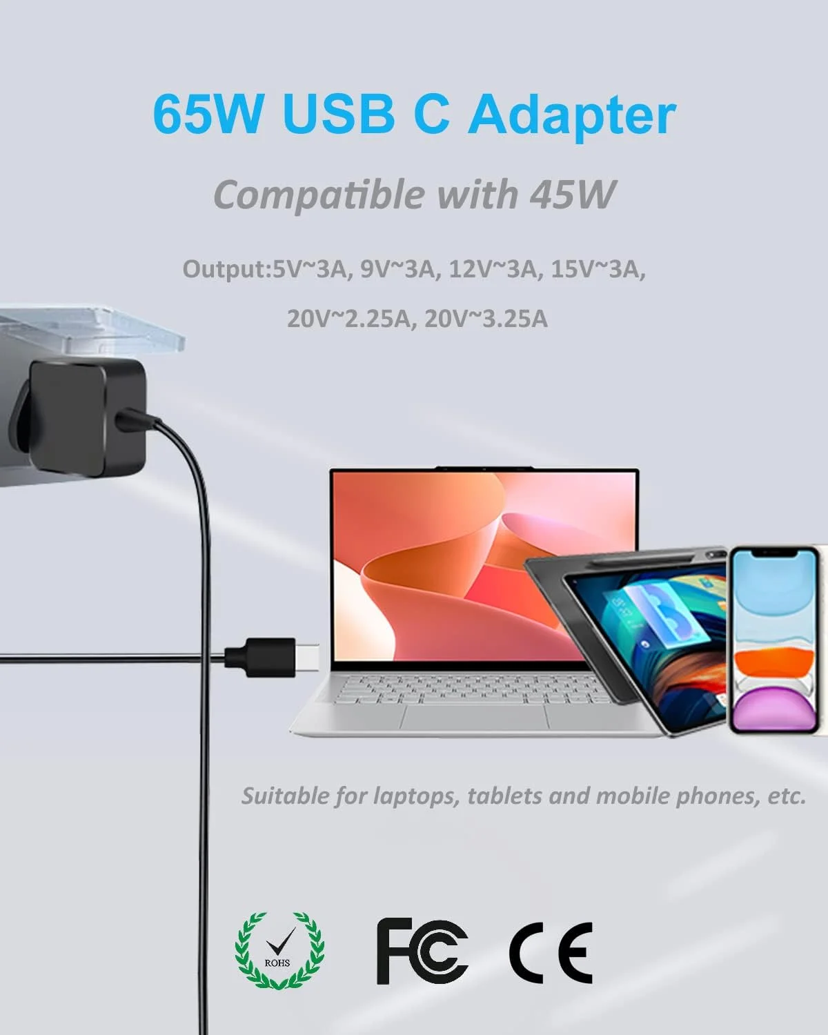 شارژر لپ تاپ 65 وات USB C مدل DTK برای ASUS Lenovo HP Dell ACER Google Chromebook Notebook Computer PC Power Cord Supply Lead AC Adapter Transformer Connector Type C شارژر لپ تاپ 65 وات USB C مدل DTK برای ASUS Lenovo HP Dell ACER Google Chromebook Notebook Computer PC Power Cord Supply Lead AC Adapter Transformer Connector Type C