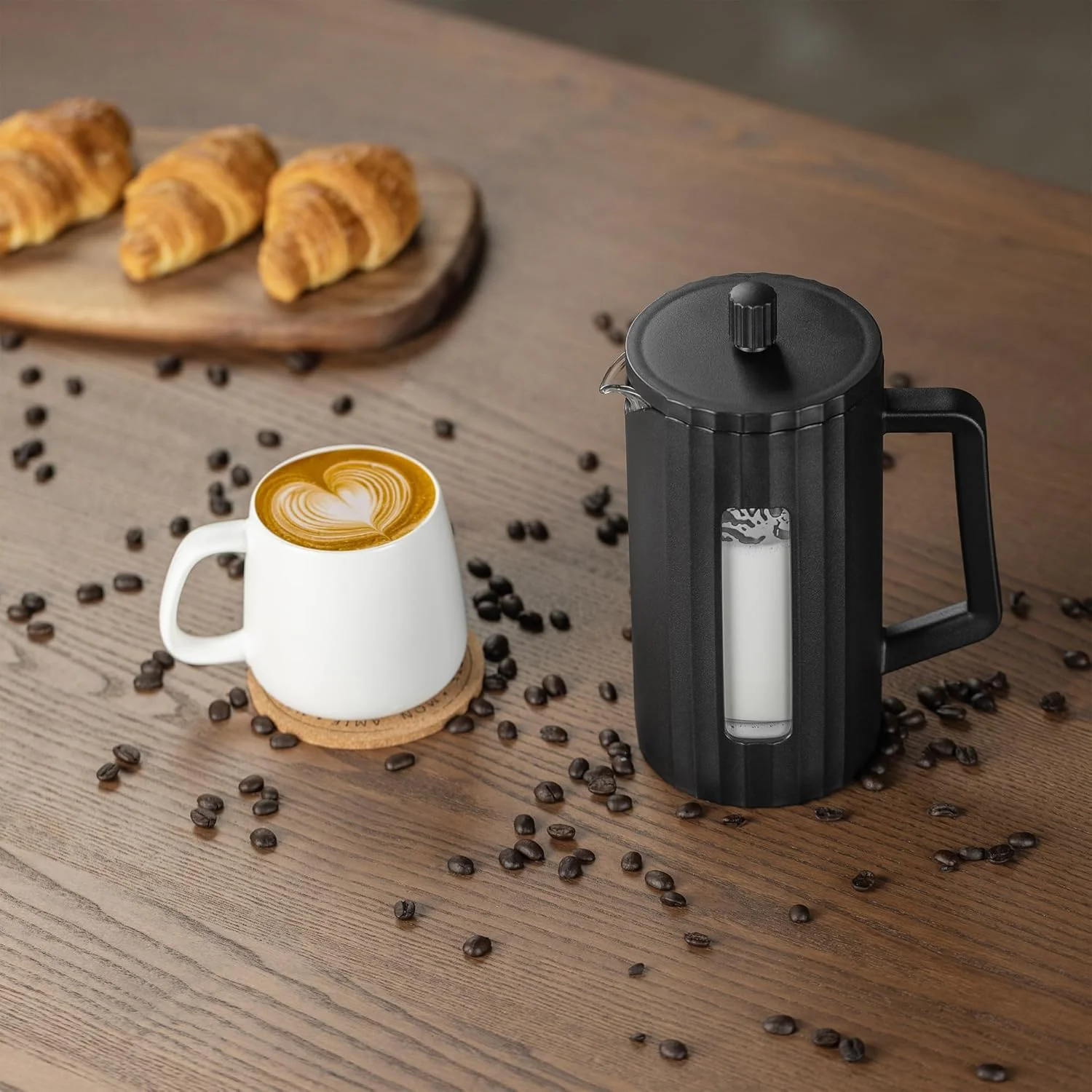 قهوه ساز فرنچ پرس - شیشه بوروسیلیکات با پرس چای استیل 3 لایه، فرنچ پرس بزرگ برای خانه، دفتر، آشپزخانه و مسافرت، طراحی شیک مشکی (مشکی) قهوه ساز فرنچ پرس - شیشه بوروسیلیکات با پرس چای استیل 3 لایه، فرنچ پرس بزرگ برای خانه، دفتر، آشپزخانه و مسافرت، طراحی شیک مشکی (مشکی)