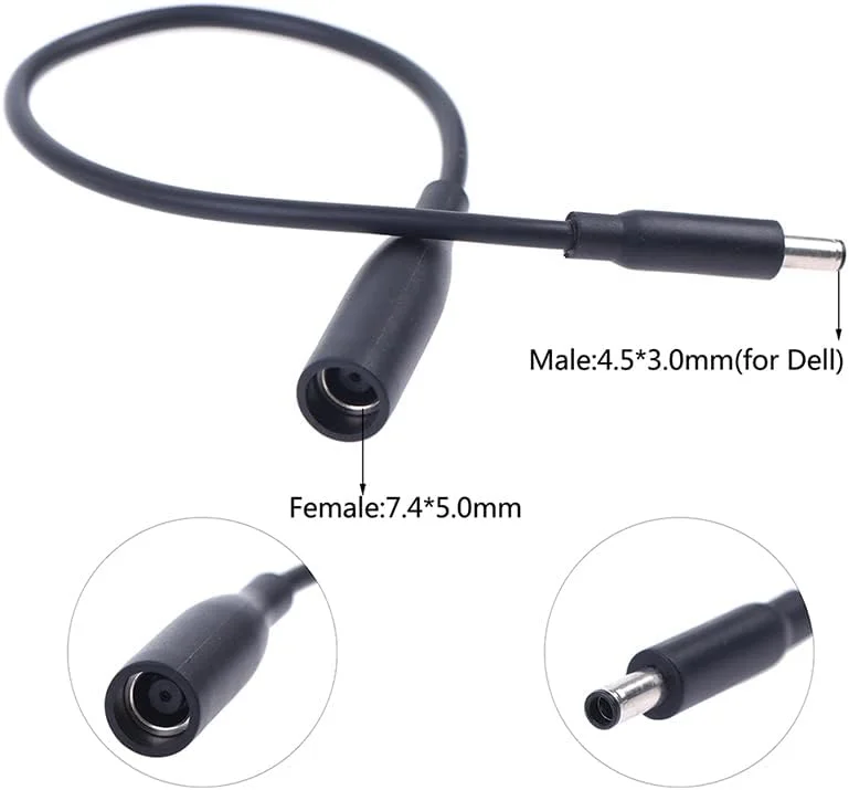 کابل آداپتور نوک DC دانگل eTECH برای Dell Female (7.4mm به 4.5mm) کابل تبدیل نوک هوشمند برای D5G6M/0D5G6M Dell M3800 XPS Inspiron 11-3000 سازگار با منبع تغذیه 45W/65W/90W/130W - 1Pack کابل آداپتور نوک DC دانگل eTECH برای Dell Female (7.4mm به 4.5mm) کابل تبدیل نوک هوشمند برای D5G6M/0D5G6M Dell M3800 XPS Inspiron 11-3000 سازگار با منبع تغذیه 45W/65W/90W/130W - 1Pack