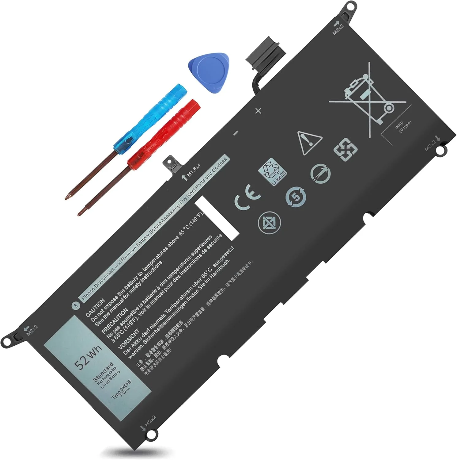 باتری لپ تاپ 52WH DXGH8 سازگار با Dell XPS 13 7390 9370 9380 2019 Inspiron 13 7390 2-in-1 7391 2-in-1 5390 N5390 14 7490 Latitude 3301 E3301 E3311 H754V 0V48RM V48RM HK6N5 P113G001 7.6V 4-Cell