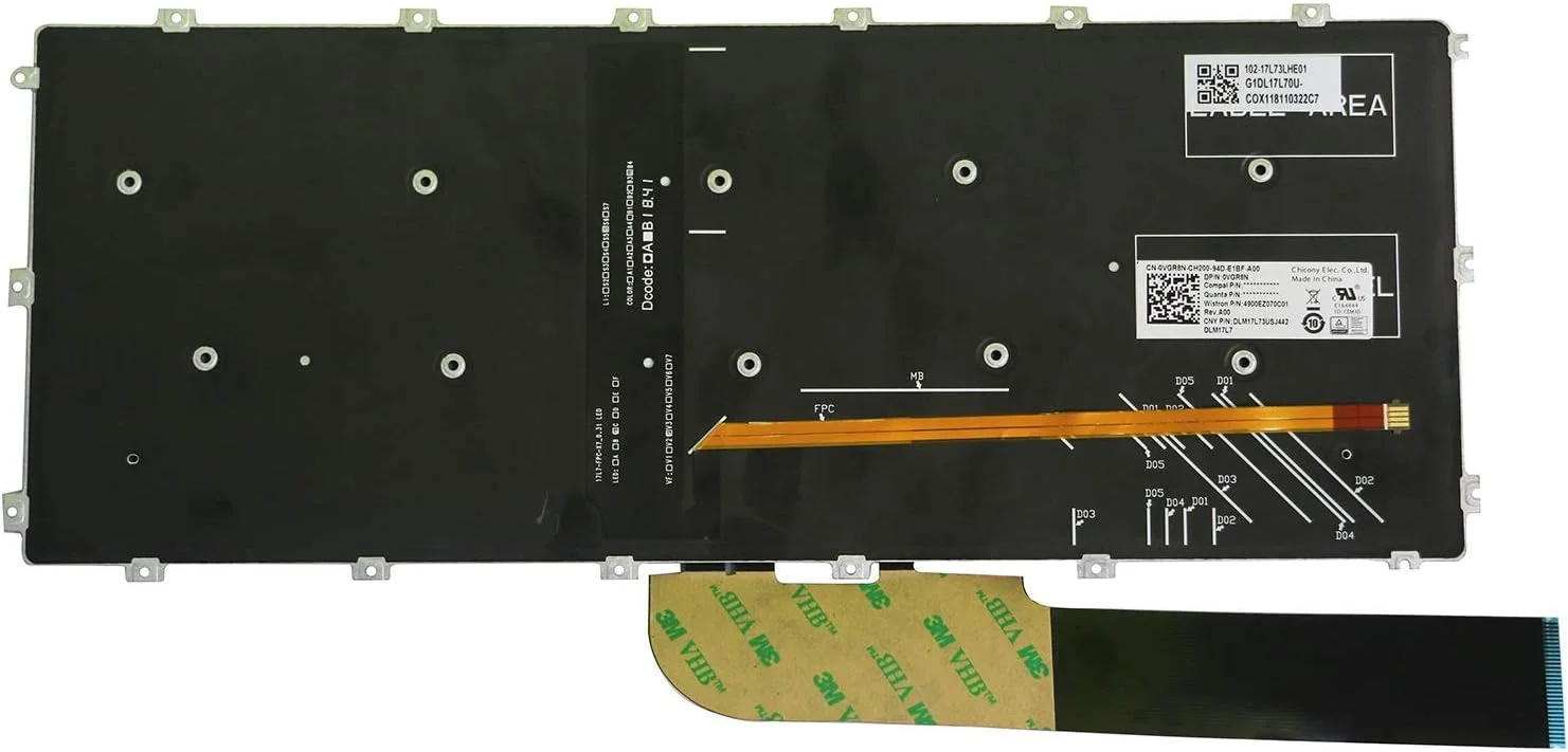 کیبورد جایگزین AUTENS US برای لپ تاپ های Dell Inspiron 5480 5481 5482 5485 5488 5491 5580 5582 5585 5591 7386 7580 7586 / Vostro 5481 5581 بدون قاب (دارای نور پس زمینه)…