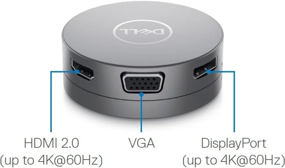 آداپتور موبایل USB-C دل DA310، 7 در 1، سازگار با لپ تاپ های Type C - داک و آداپتور - خاکستری