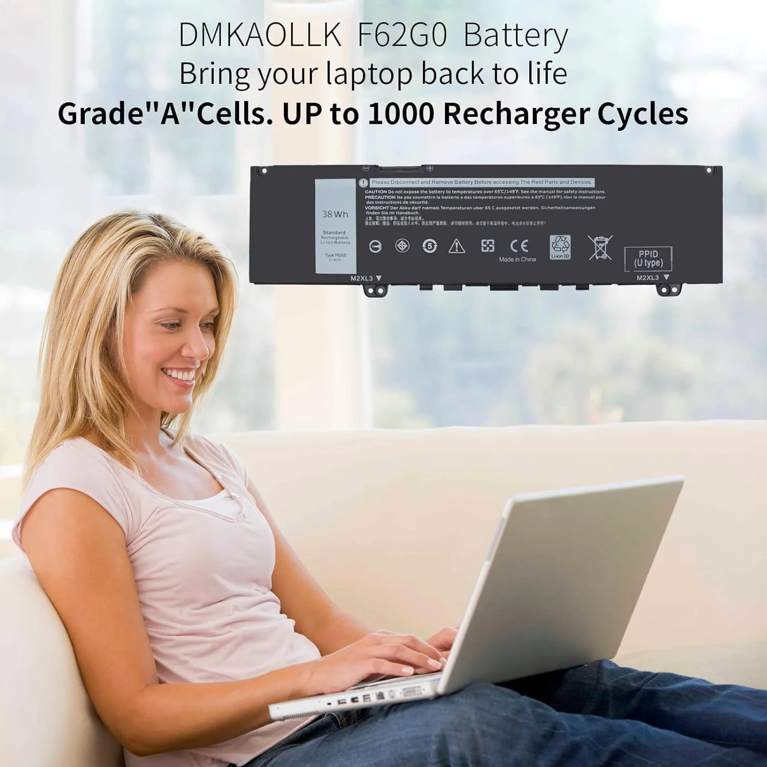 باتری جدید سازگار 38WH 39DY5 F62G0 برای / دل Inspiron 13 7000 i7373 7373 7386 2-in-1 7370 7380 5370 P83G P87G P91G P83G001 P83G002 P87G001 Vostro 13